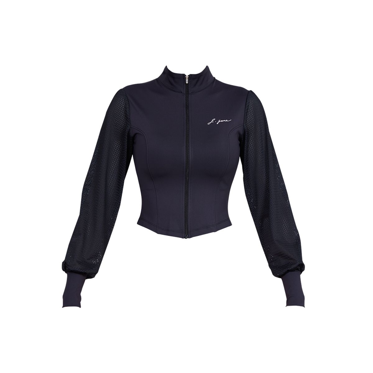 제이제인(J.JANE) 메쉬 슬리브 크롭 자켓 (Black)