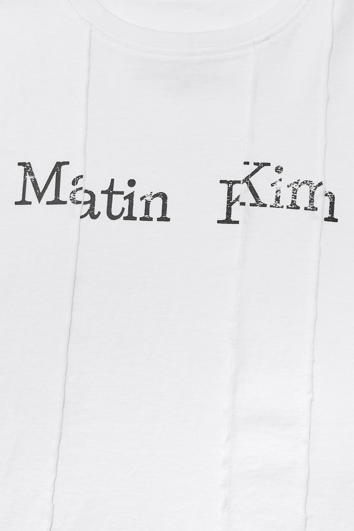 MUSINSA | MATIN KIM UNBALANCE TYPO LOGO CROP TOP IN WHITE