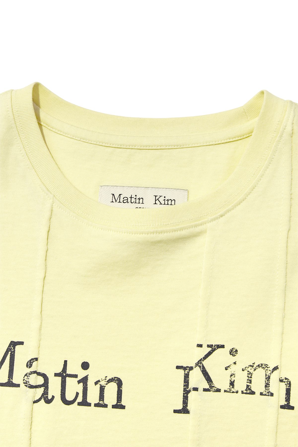 ★Matin Kim★ UNBALANCE TYPO LOGO CROP TOP IN YELLOW MK2511T MUSINSA | MATIN KIM UNBALANCE TYPO LOGO CROP TOP IN YELLOW
