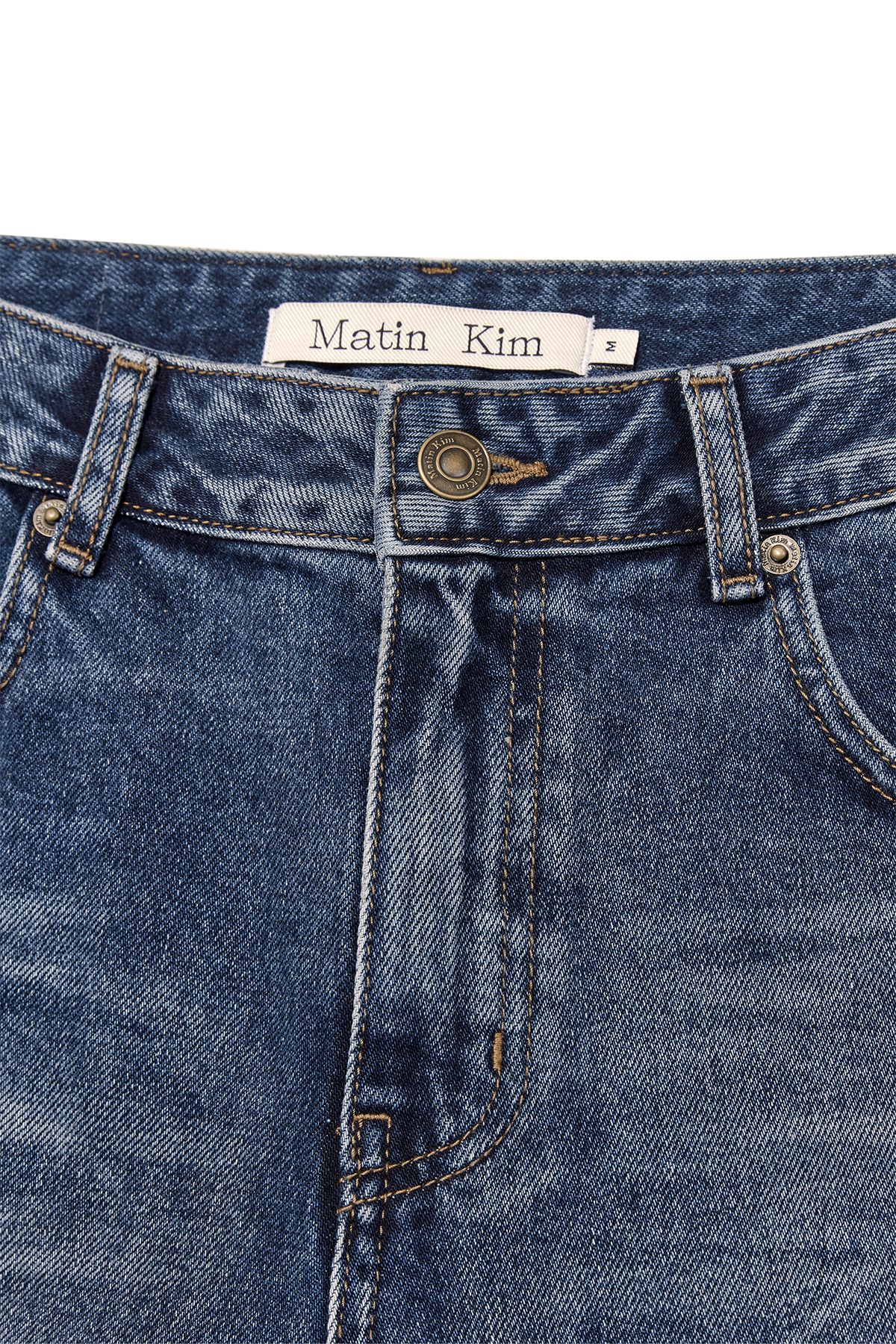 MUSINSA | MATIN KIM DEEP WASHED SEMI BOOTS CUT DENIM PANTS