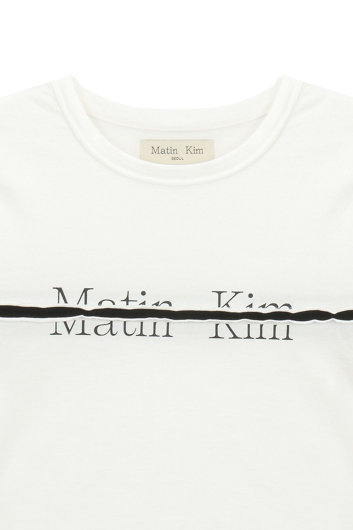 ★Matin Kim★ LOGO CUTTED CROP TOP IN WHITE MK2400TS002MWH LOGO CUTTED CROP TOP IN WHITE - MATINKIM