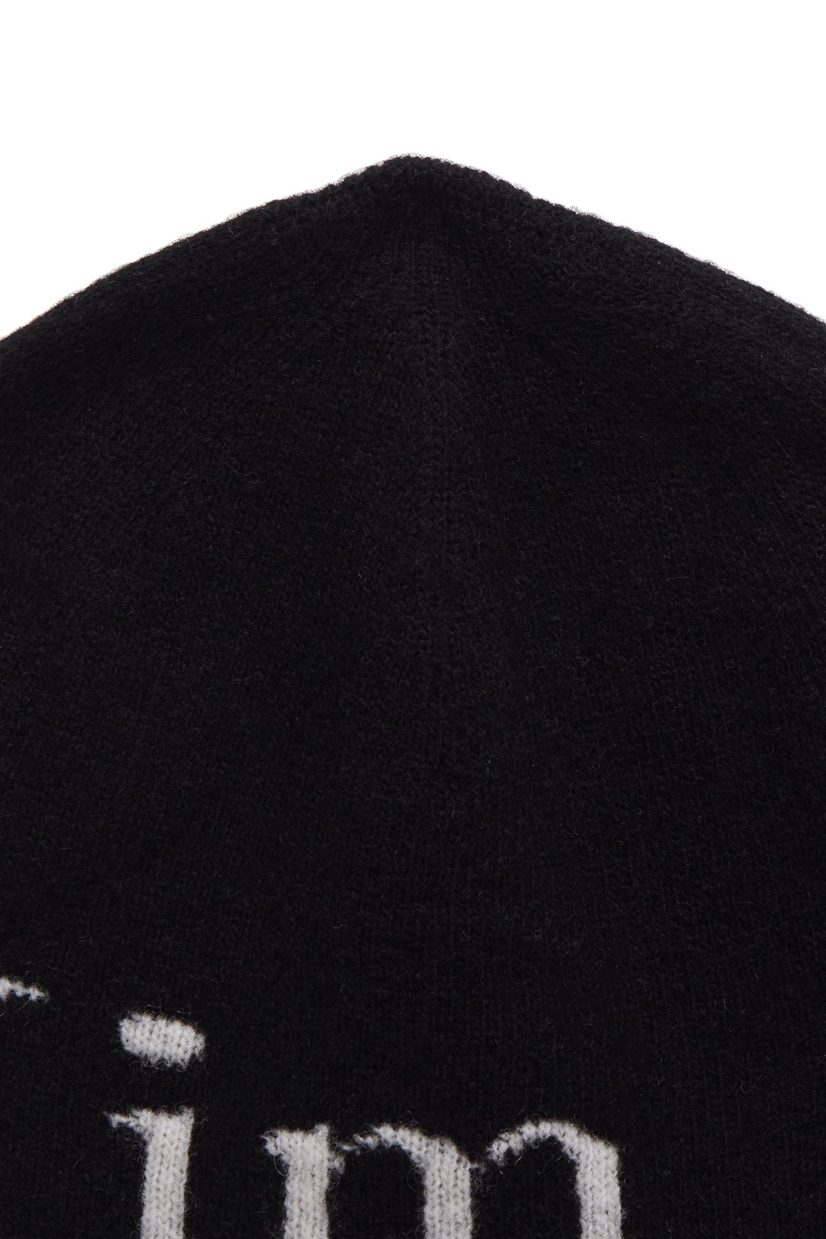 MUSINSA公式 | MATIN KIM LOGO JACQUARD SHORT BEANIE IN BLACK