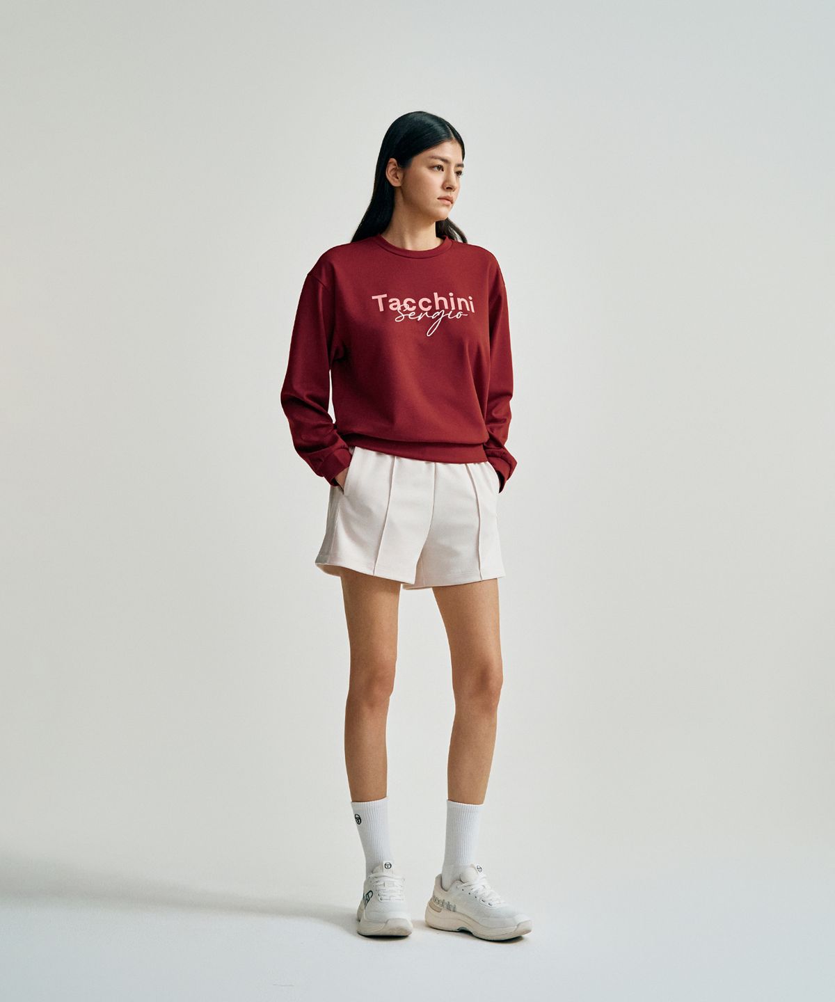 세르지오 타키니(SERGIO TACCHINI) W 타키니 모던 트랙 릴렉스핏 반바지 (Ivory)