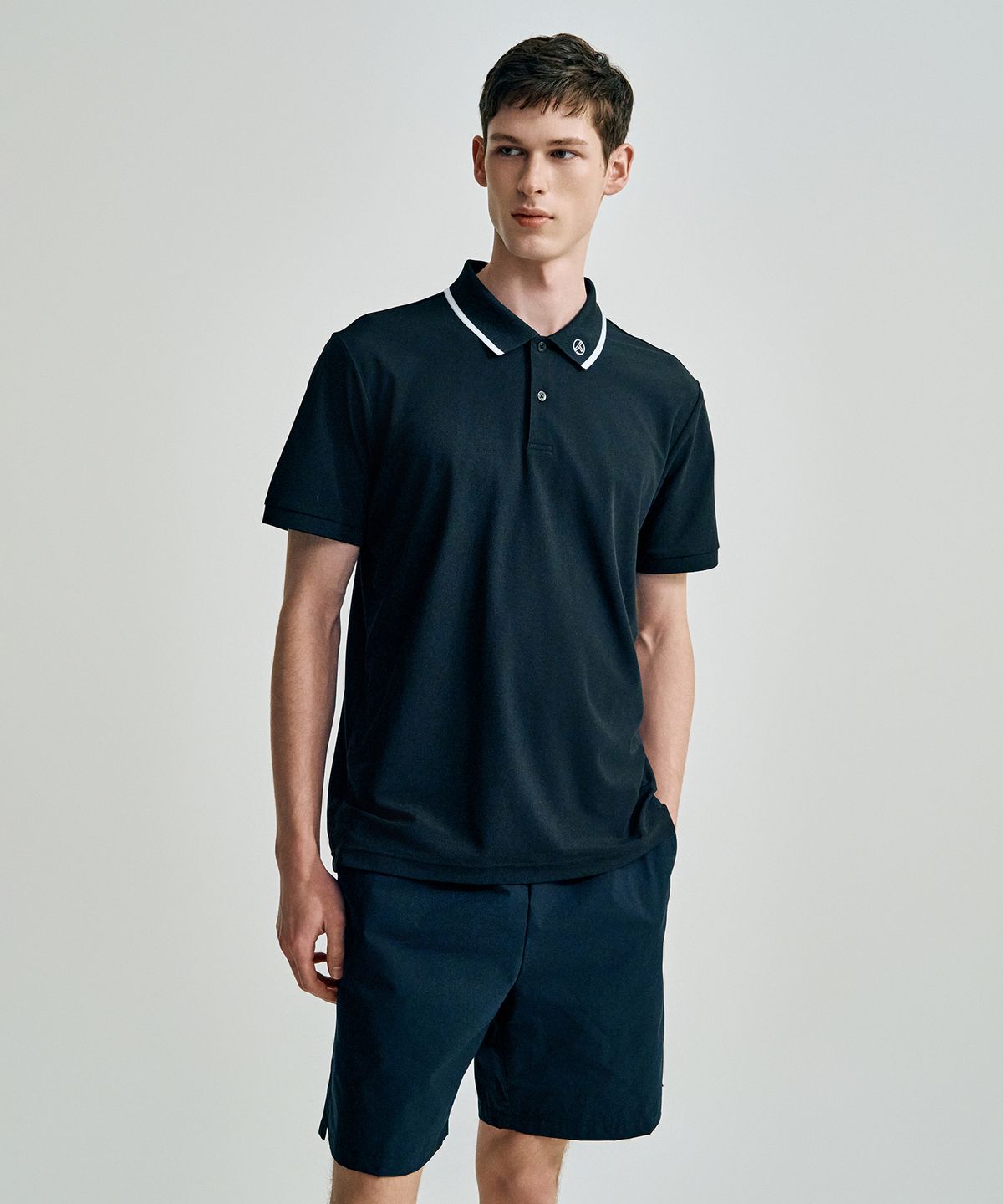 세르지오 타키니(SERGIO TACCHINI) M 레이프레쉬 레터링 피케 반팔 폴로 (Black)