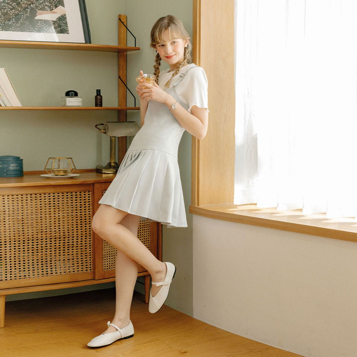 던드롭(DUNDROP) DD_Sling flower bud dress_2color