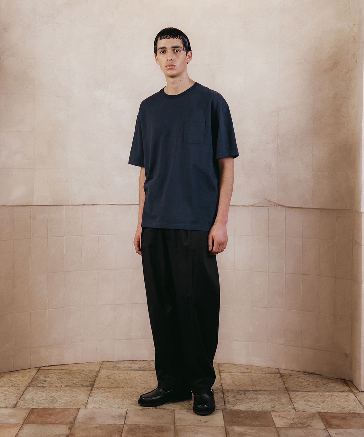 셔터(SHIRTER) FINE COTTON OVERSIZE FIT T-SHIRT (NAVY)