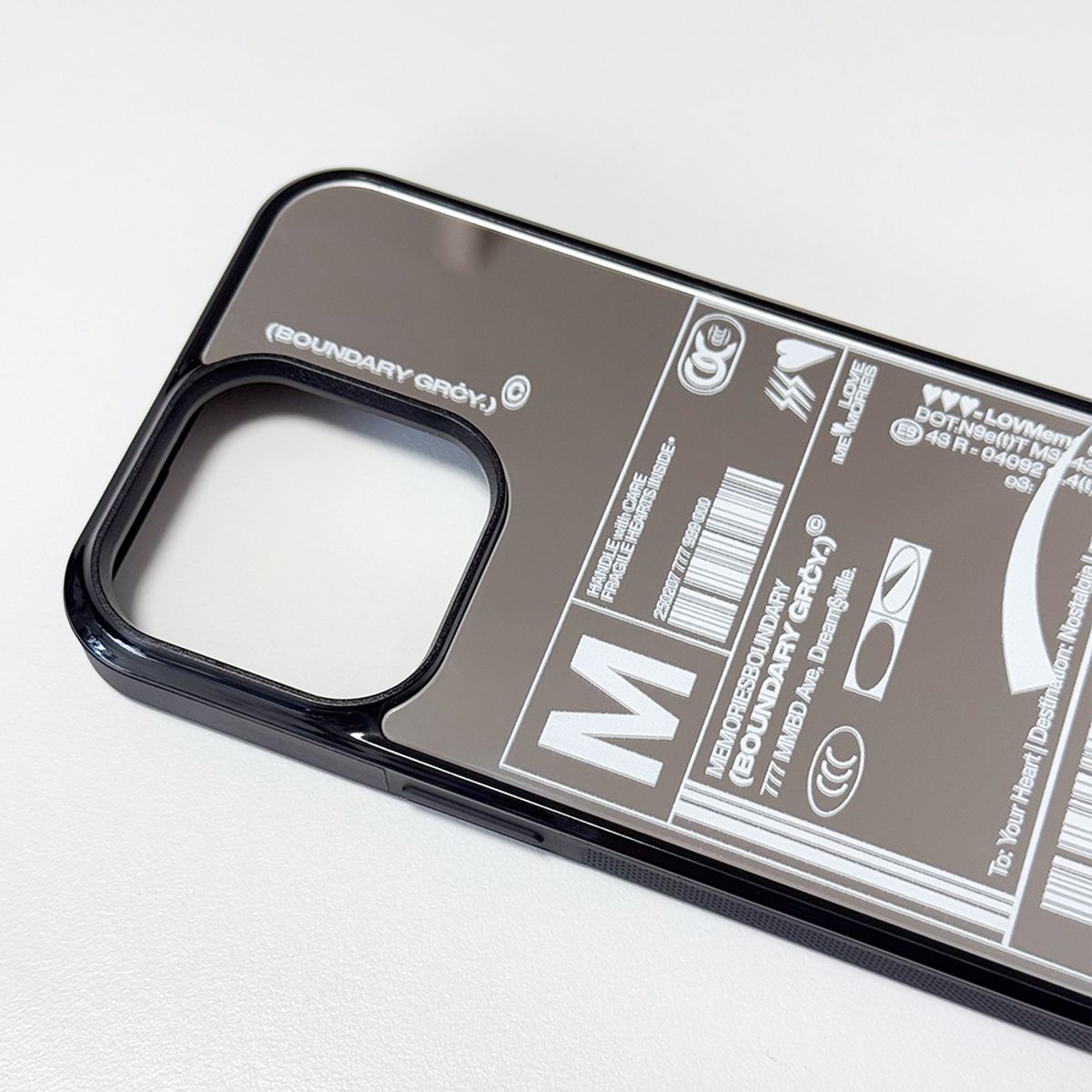 메모리즈바운더리(MEMORIESBOUNDARY) Fresh Love Delivery Label Bumper Mirror Phone Case (WH)/(MagSafe)