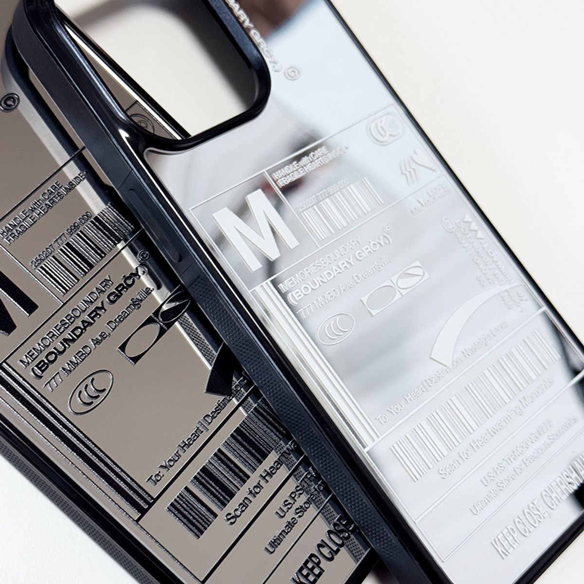 메모리즈바운더리(MEMORIESBOUNDARY) Fresh Love Delivery Label Bumper Mirror Phone Case (WH)/(MagSafe)