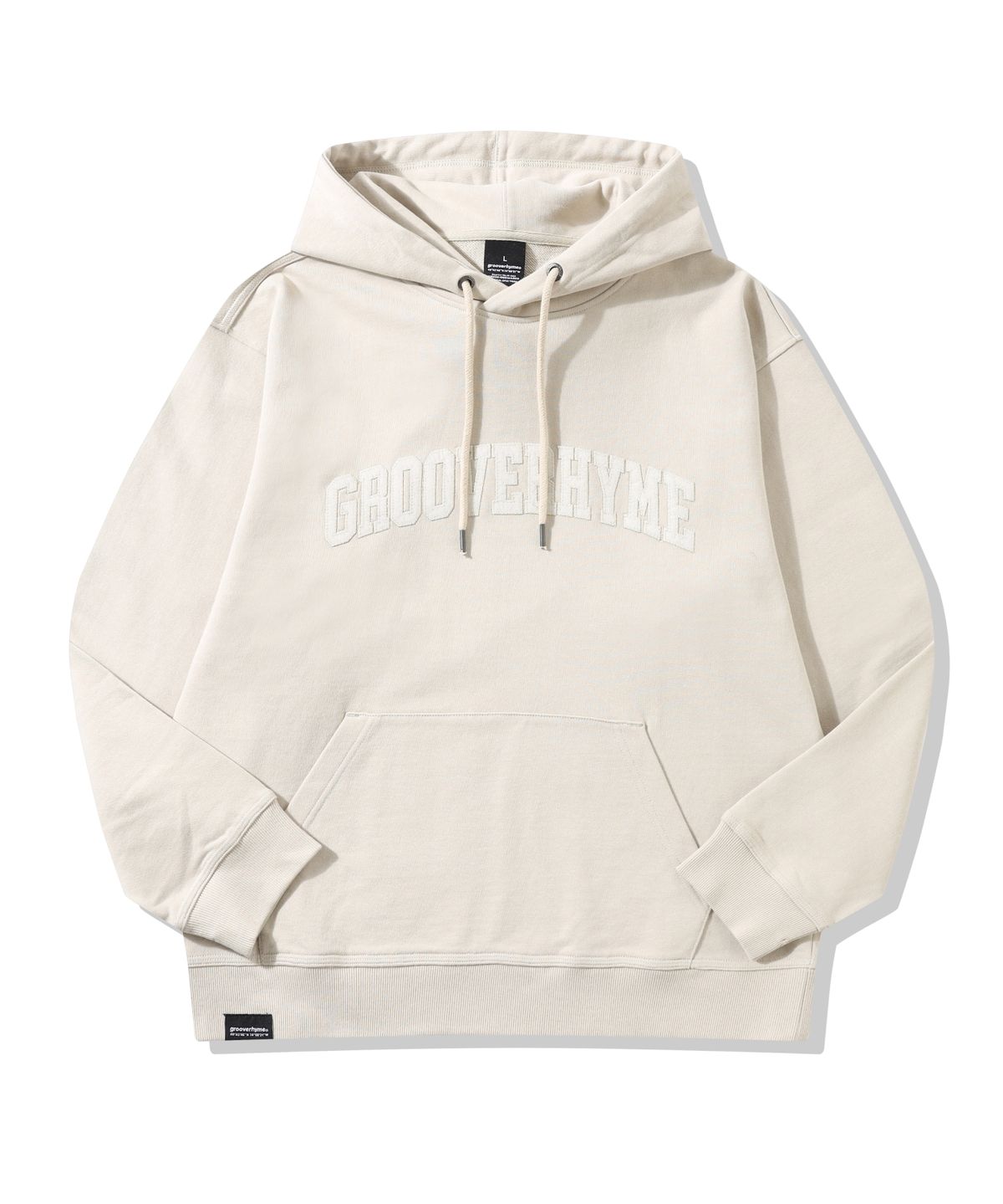 그루브라임(GROOVE RHYME) 남) C100 3단쭈리 NEW 로케이션 아플리케 후드티 (세미오버핏)(25년)(7COLOR) [LRARCTH122P]