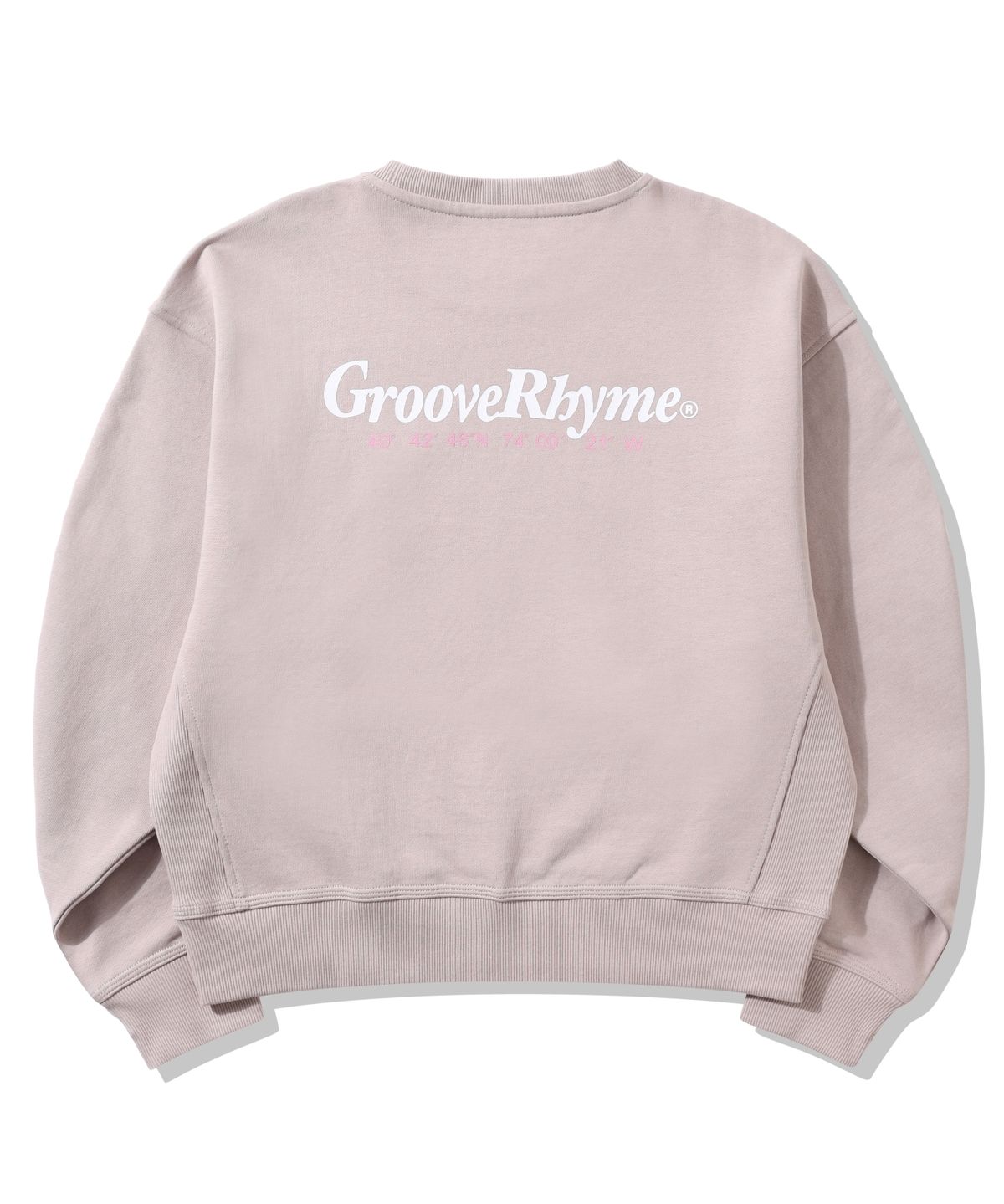 그루브라임(GROOVE RHYME) 여) C100 3단쭈리 NEW 로케이션 가슴/등 로고 맨투맨 (세미오버크롭핏)(25년)(6COLOR) [LRARCTM511P]