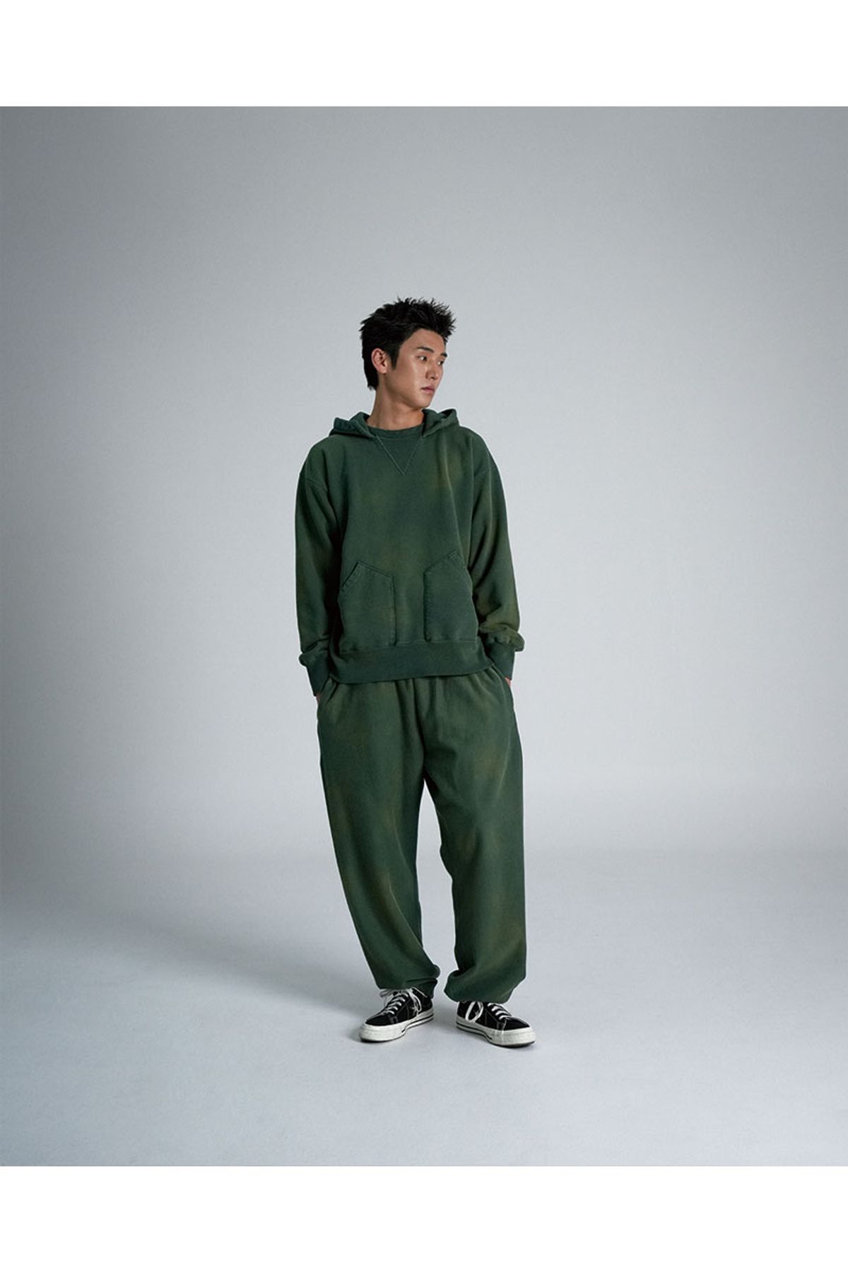 서지웨어(SURGE WEAR) V 거셋 애프터 후디 - 그린