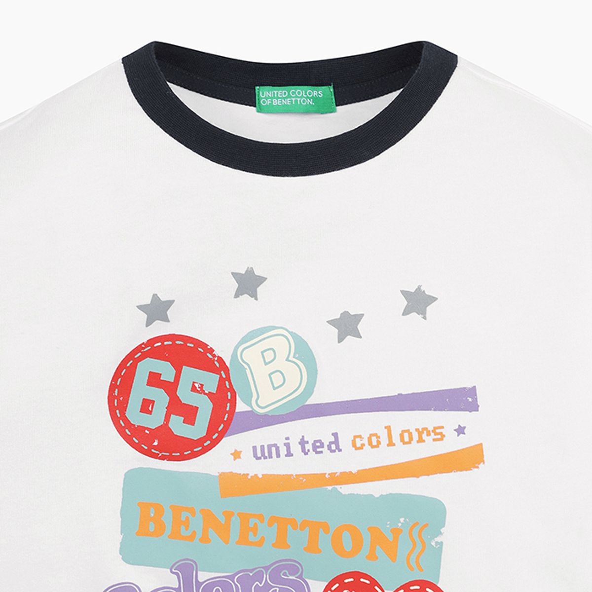 베네통키즈(BENETTONKIDS) 크롭 그래픽 티셔츠_QATS09531WH