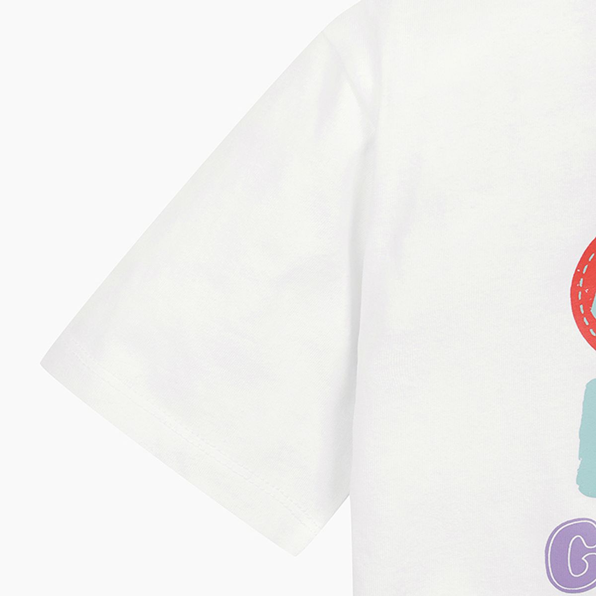 베네통키즈(BENETTONKIDS) 크롭 그래픽 티셔츠_QATS09531WH