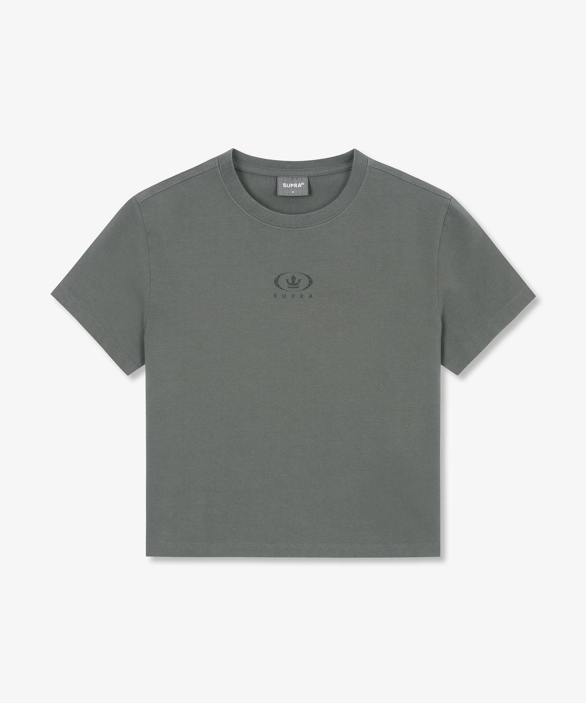수프라(SUPRA) 여성 서클 크라운 워싱 크롭 티셔츠(GRAY)