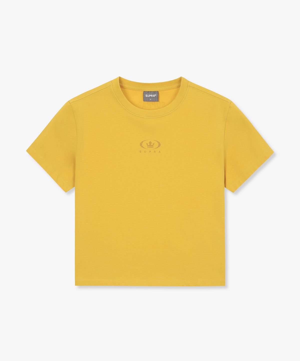 수프라(SUPRA) 여성 서클 크라운 워싱 크롭 티셔츠(YELLOW)