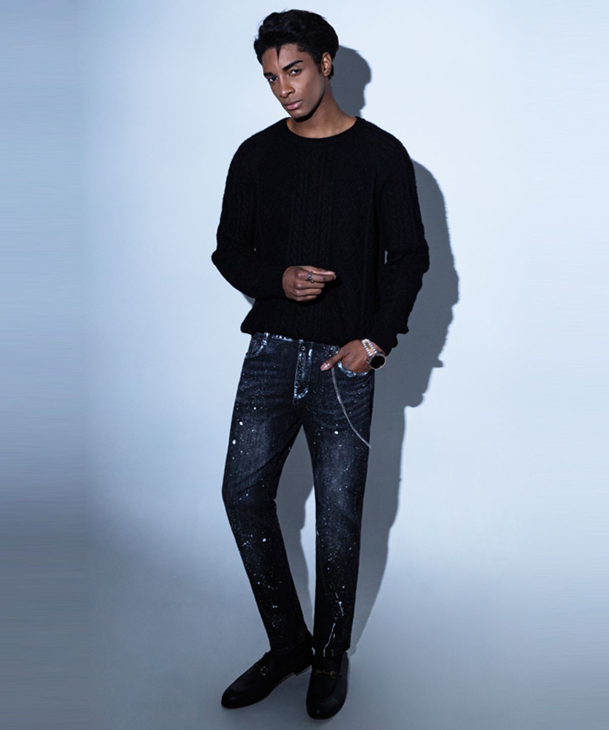 스트라이크(STRIKE) Abstract Splatter Slim Jeans