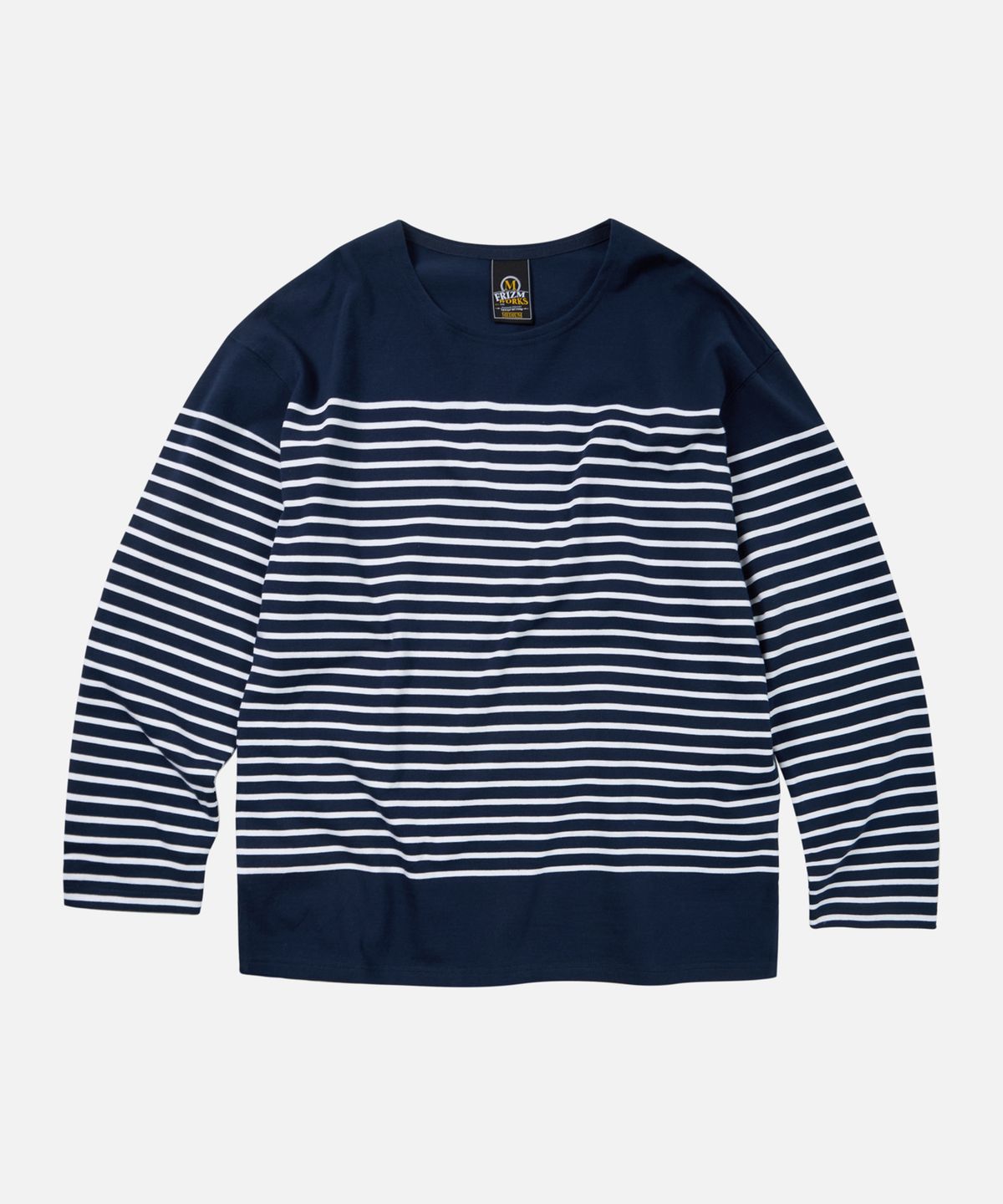 프리즘웍스(FRIZMWORKS) PATCH STRIPE BOAT NECK 004 _ NAVY