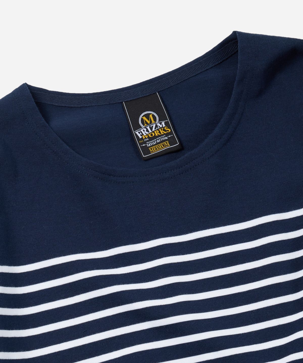 프리즘웍스(FRIZMWORKS) PATCH STRIPE BOAT NECK 004 _ NAVY