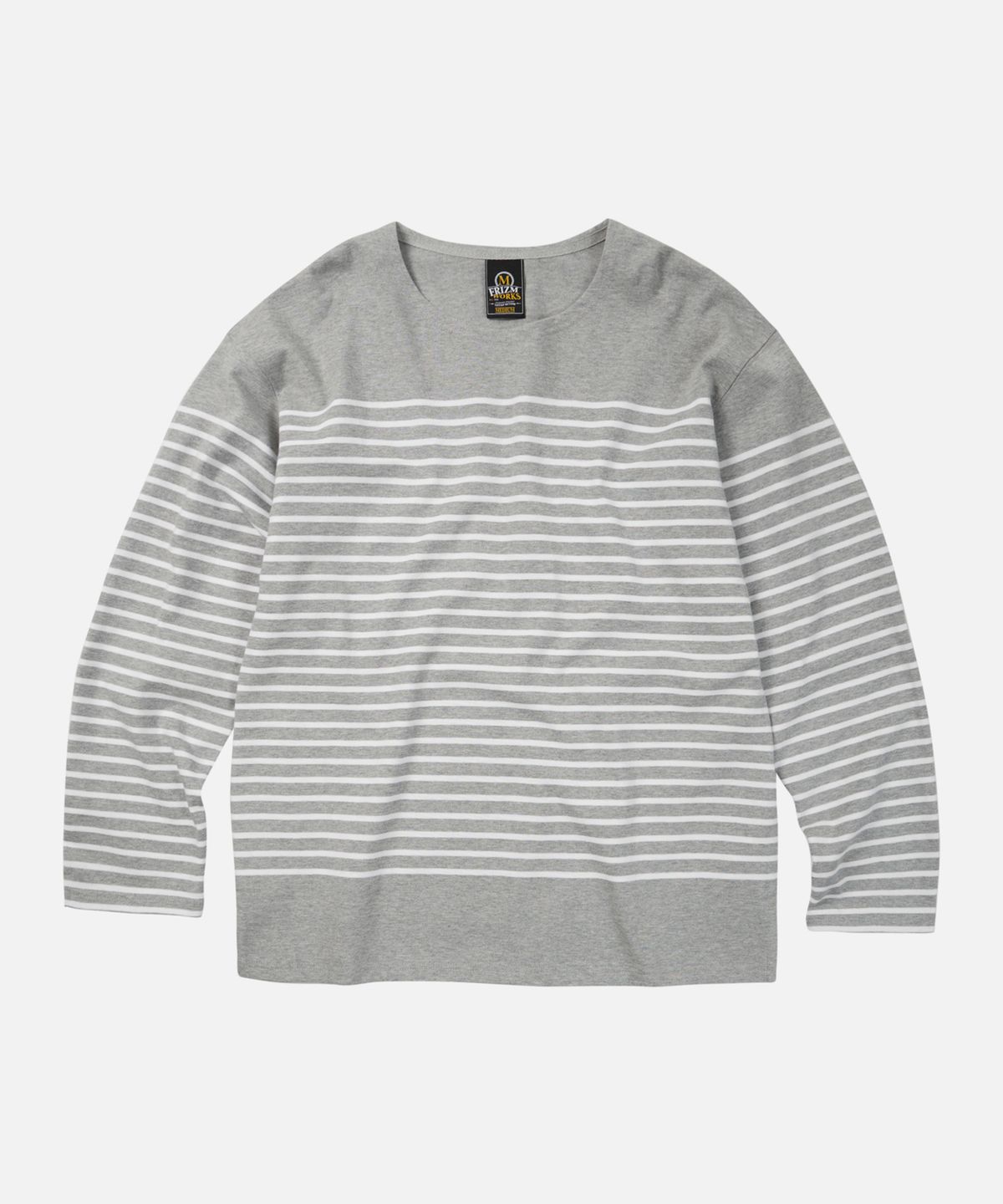 프리즘웍스(FRIZMWORKS) PATCH STRIPE BOAT NECK 004 _ GRAY