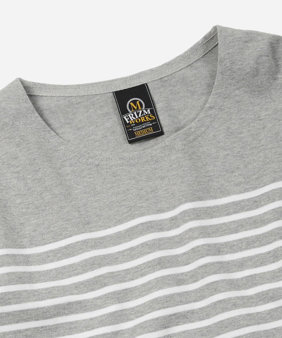 프리즘웍스(FRIZMWORKS) PATCH STRIPE BOAT NECK 004 _ GRAY