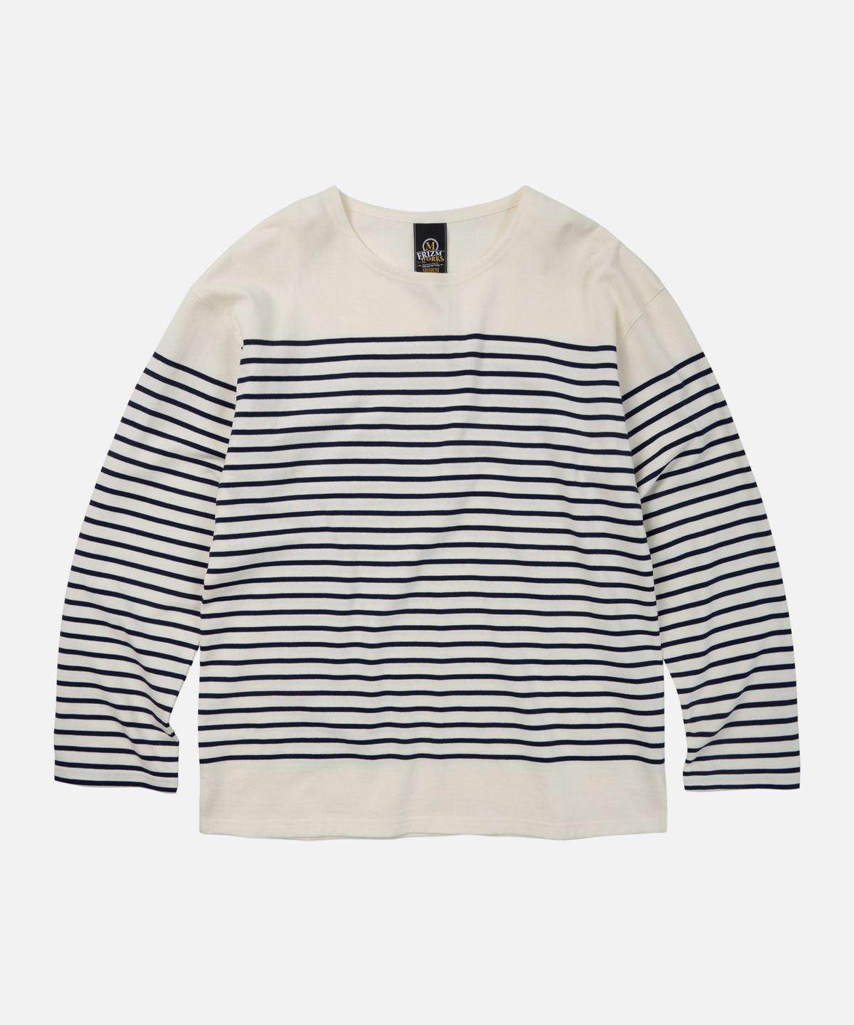 프리즘웍스(FRIZMWORKS) PATCH STRIPE BOAT NECK 004 _ IVORY