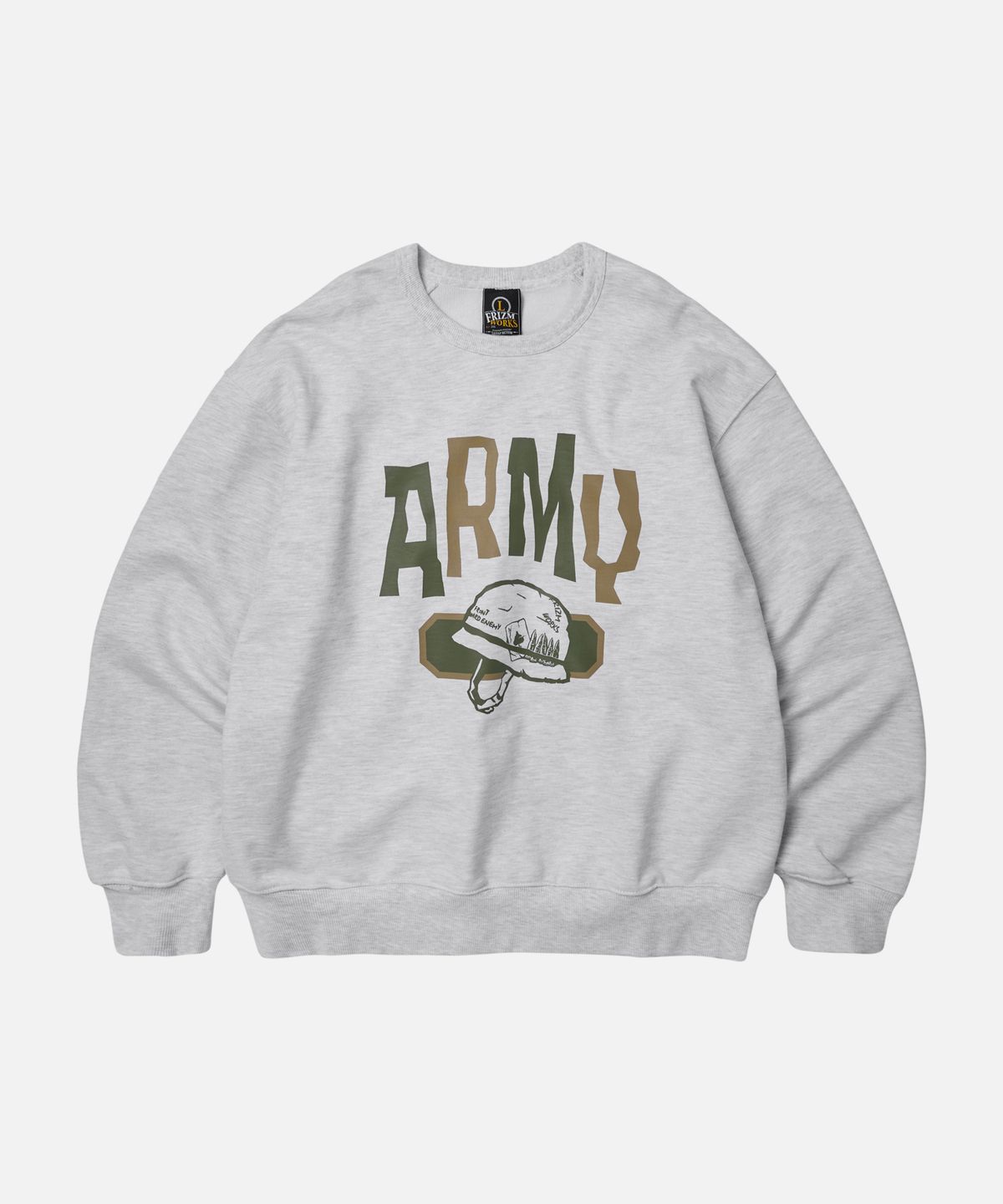 프리즘웍스(FRIZMWORKS) ARMY HELMET SWEATSHIRT _ WHITE MELANGE