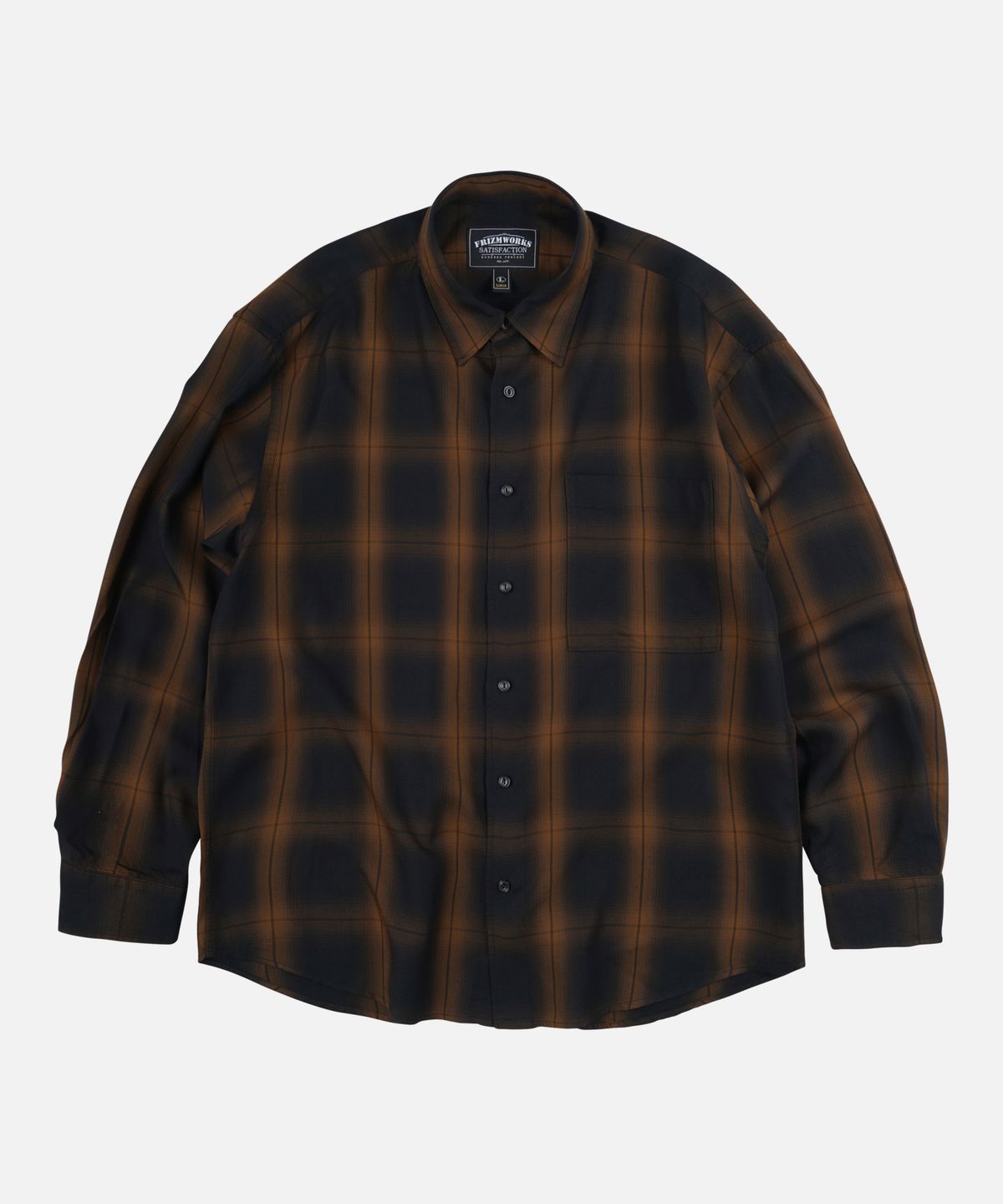 프리즘웍스(FRIZMWORKS) LYOCELL CHECK RELAXED SHIRT _ BLACK