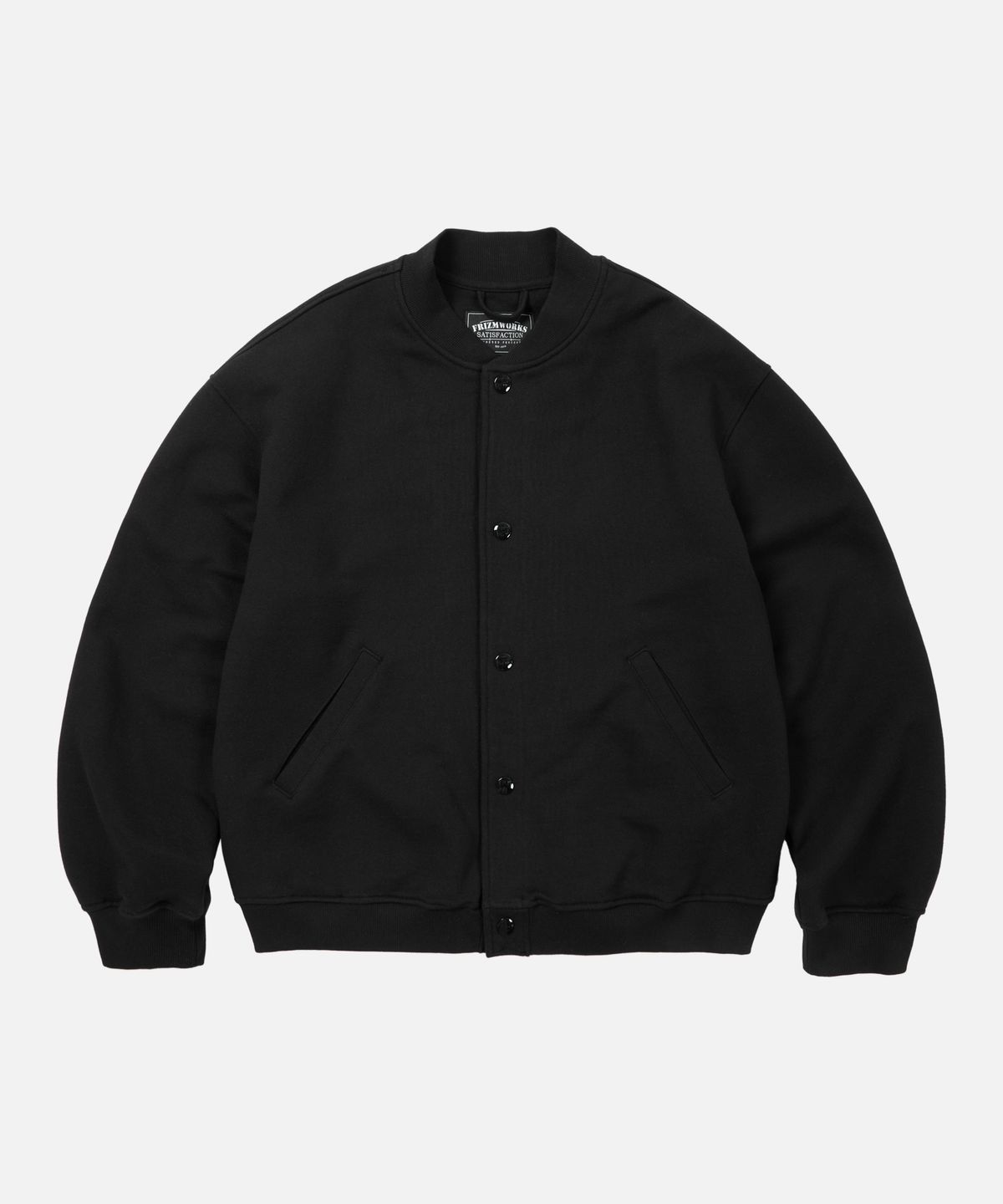 프리즘웍스(FRIZMWORKS) SWEAT VARSITY JACKET _ BLACK