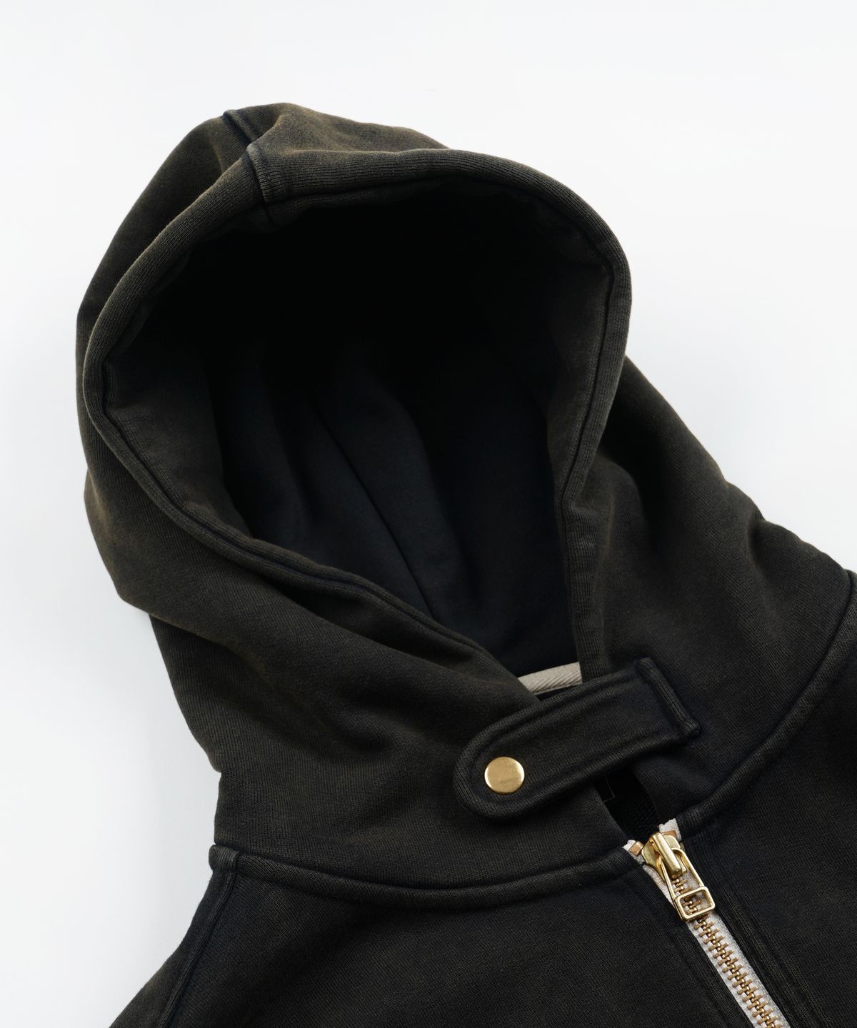 프리즘웍스(FRIZMWORKS) VINTAGE DYEING HOOD ZIP UP PARKA _ BLACK BROWN