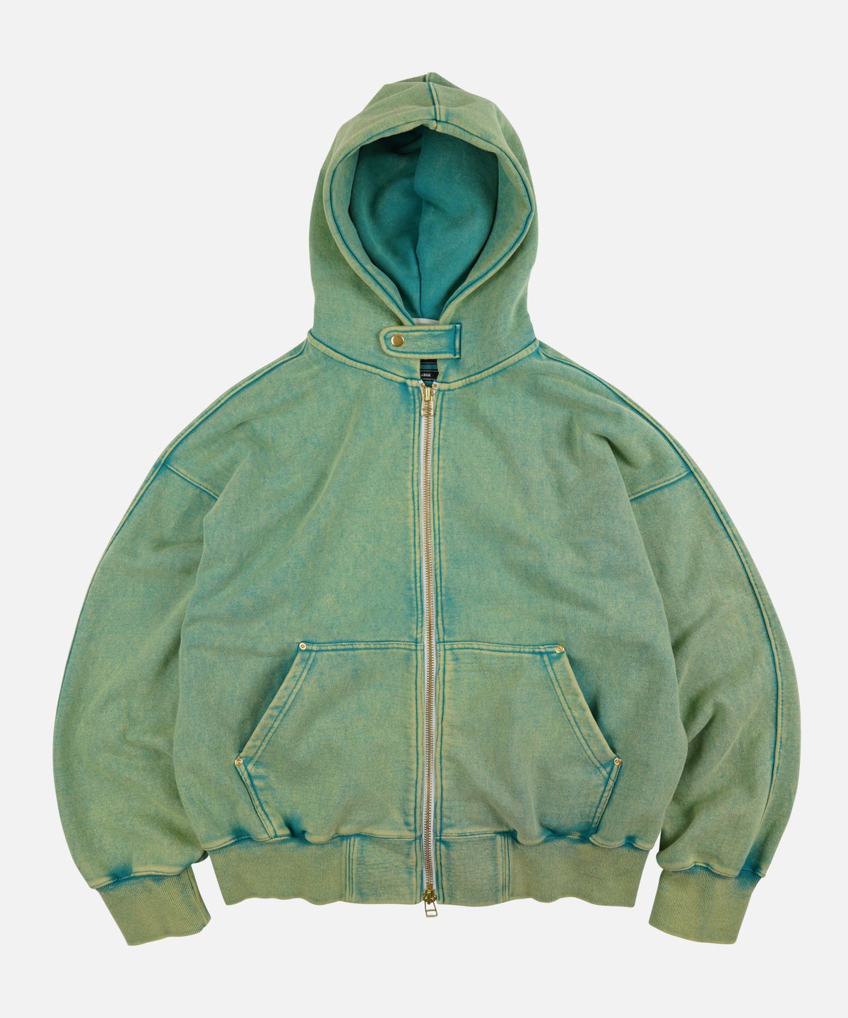 프리즘웍스(FRIZMWORKS) VINTAGE DYEING HOOD ZIP UP PARKA _ TURQUOISE