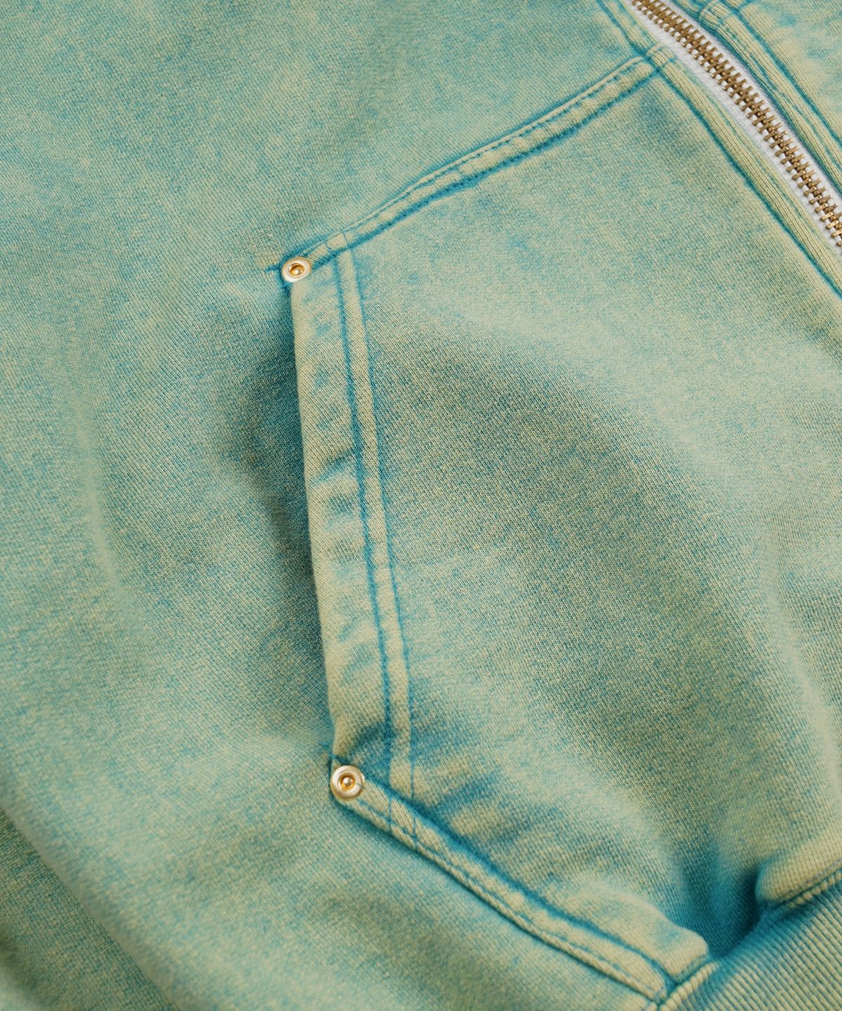 프리즘웍스(FRIZMWORKS) VINTAGE DYEING HOOD ZIP UP PARKA _ TURQUOISE