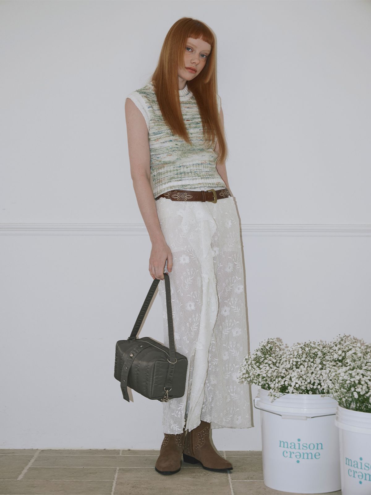 메종크렘(MAISON CREME) Eternity Box Bag M_Khaki