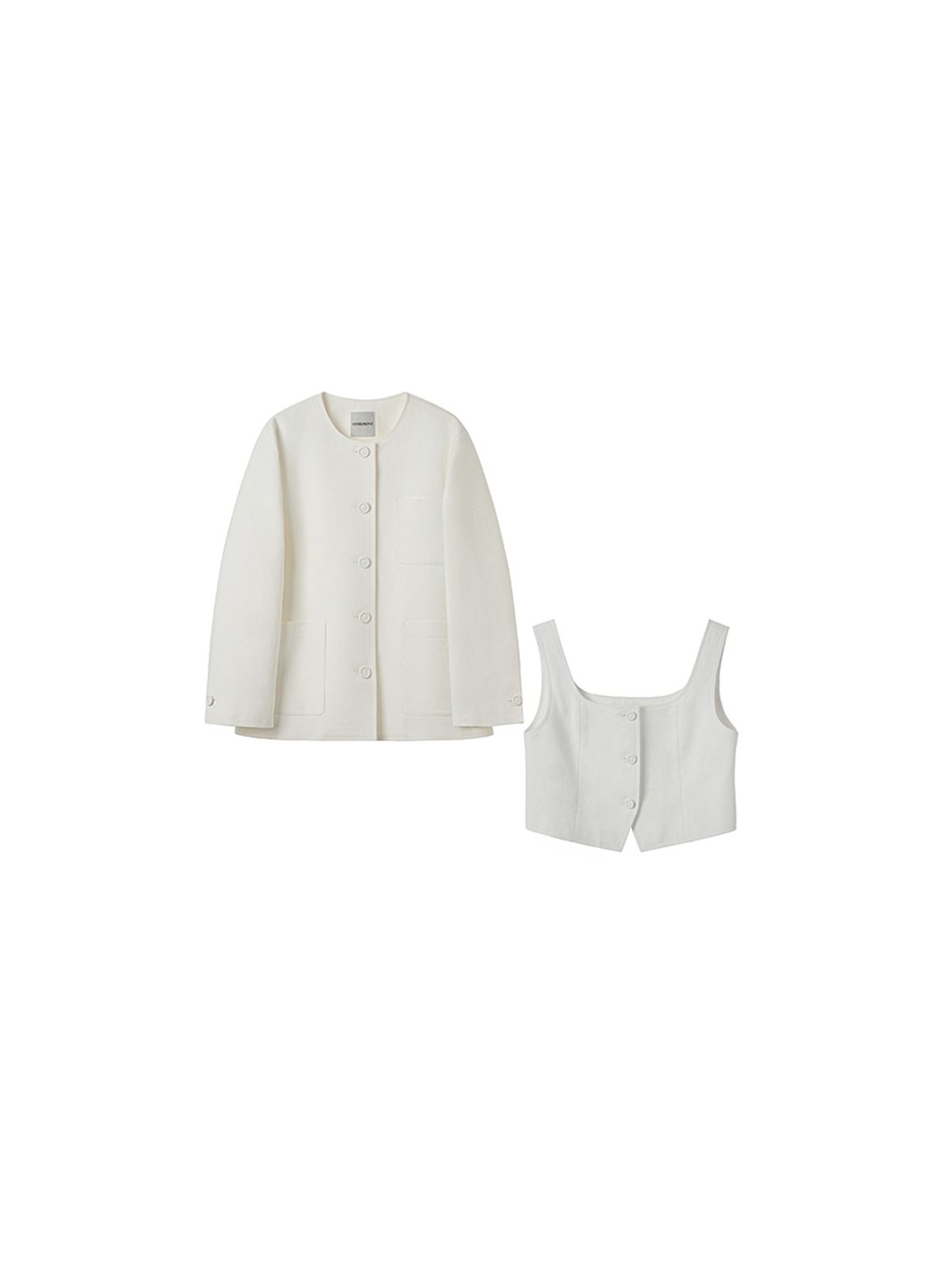 오더먼트 바이 보카바카(OTHEMENT BY VOCAVACA) [SET] OTHEMENT Single Round Neck Jacket & Three Button Vest
