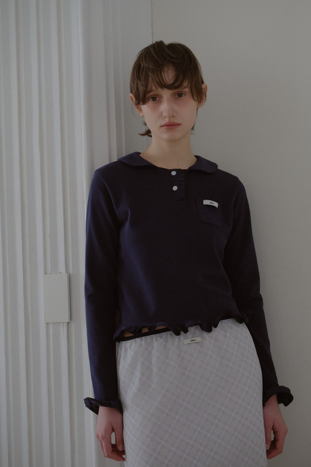 레터리(LETERIE) FRILL ROUND COLLAR T-SHIRT_2COLOR