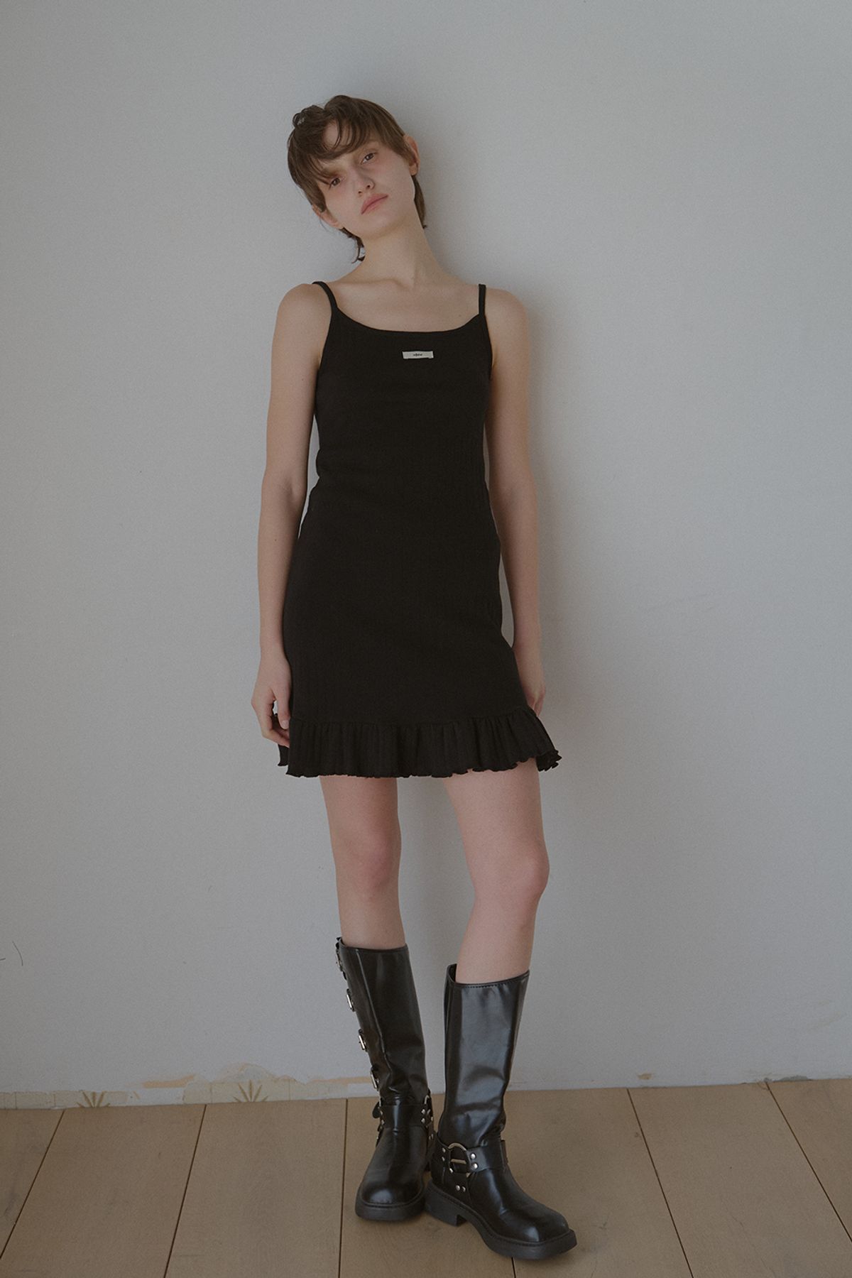 레터리(LETERIE) FLOWER FRILL DRESS_BLACK