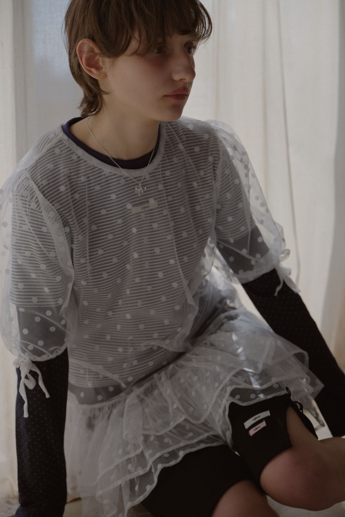 레터리(LETERIE) DOT HALF SLEEVE DRESS_WHITE