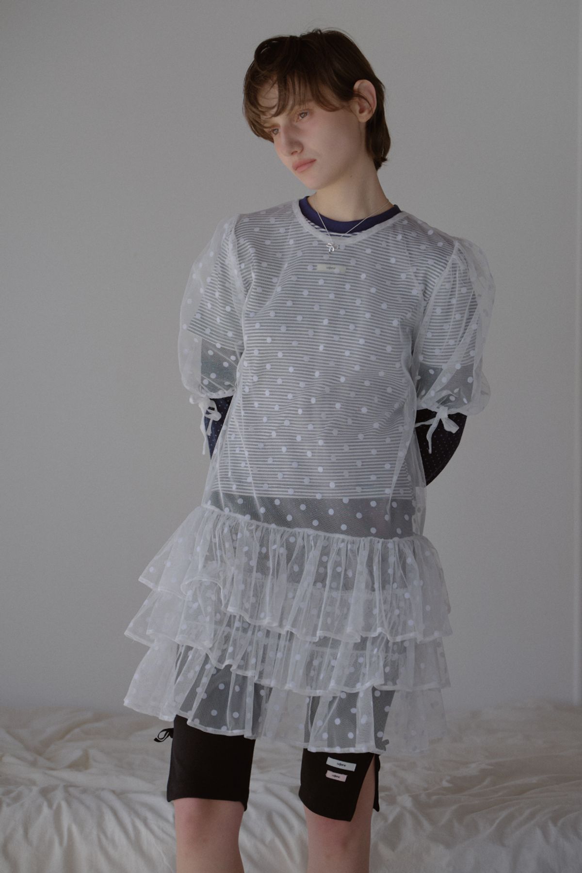 레터리(LETERIE) DOT HALF SLEEVE DRESS_WHITE