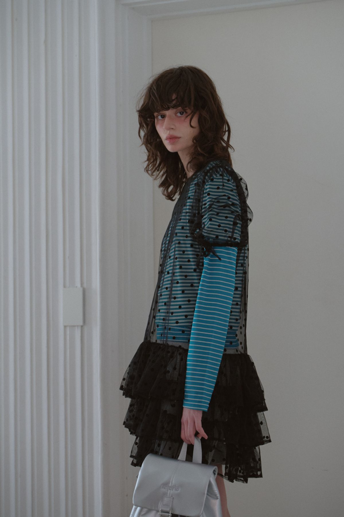 레터리(LETERIE) DOT HALF SLEEVE DRESS_BLACK
