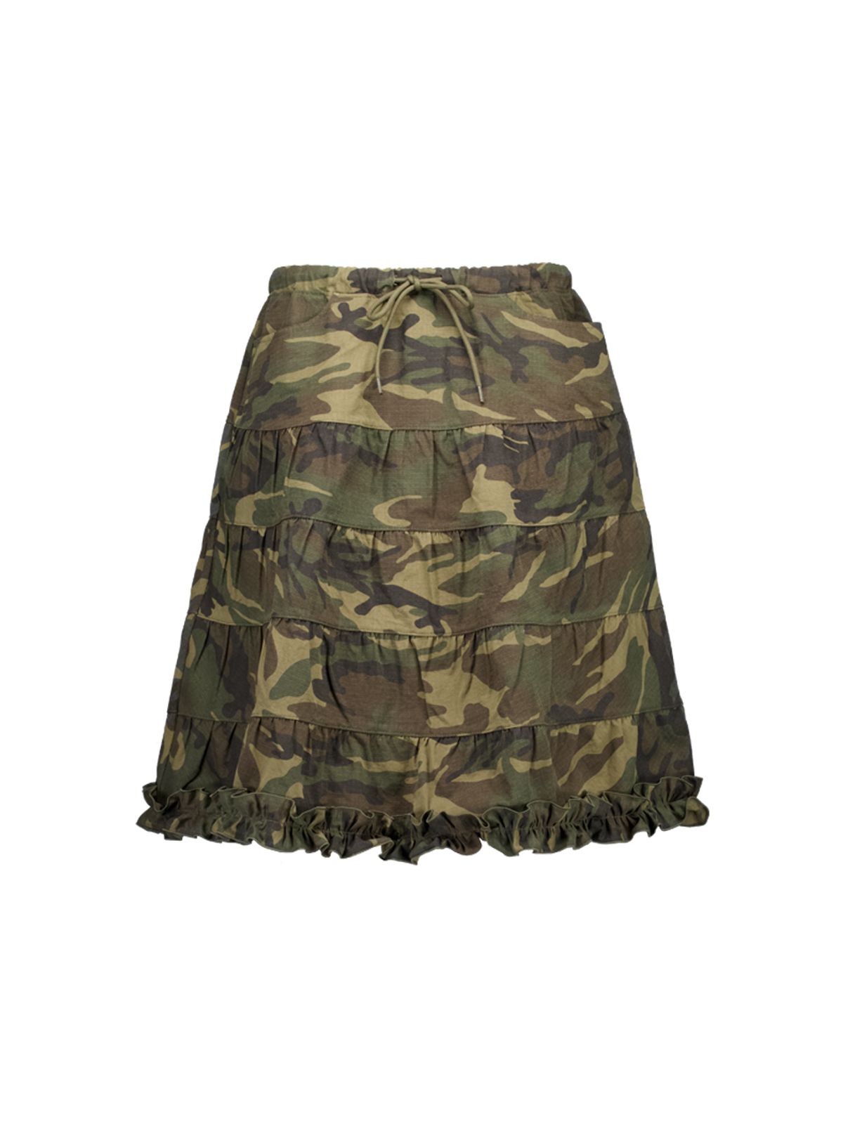 셋업이엑스이(SETUP-EXE) FRILL CANCAN SKIRT / CAMO