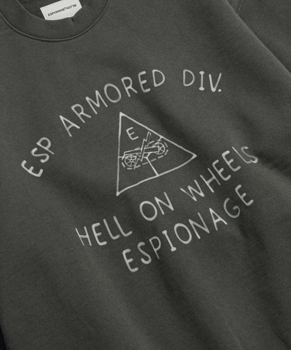 에스피오나지(ESPIONAGE) Doodle Armored Div Heavyweight Sweatshirt Vintage Black