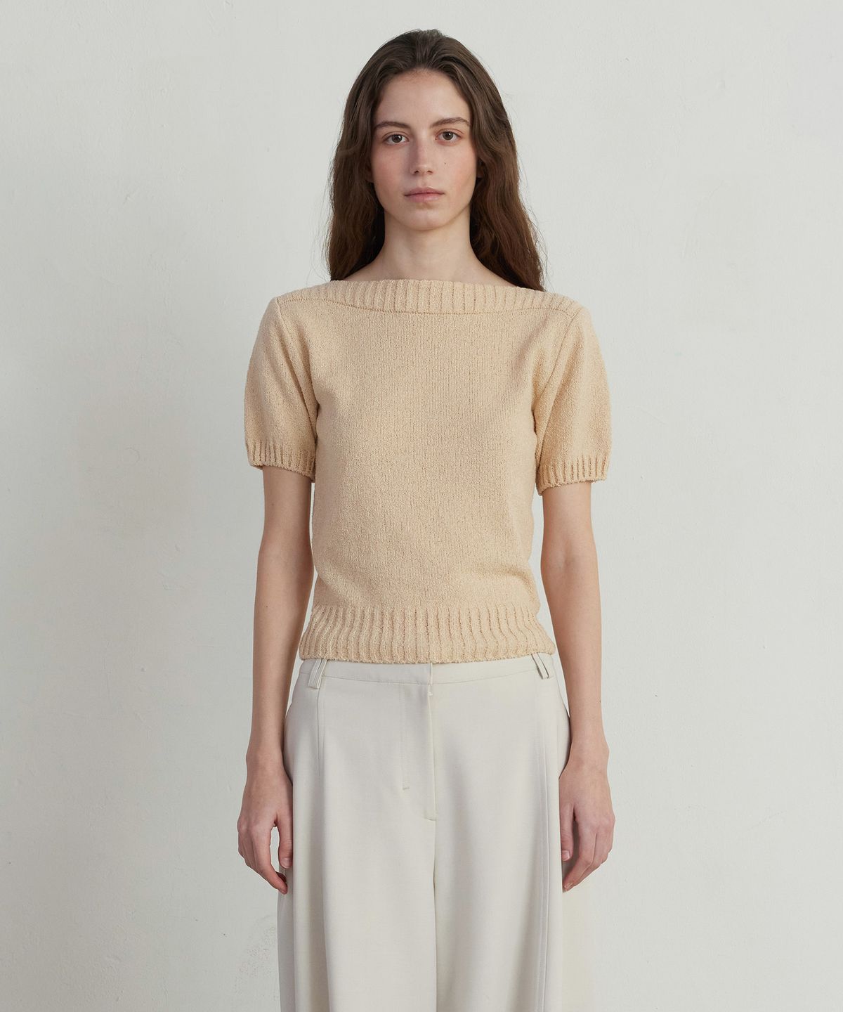 노티아(NOTIA) WIDE RIBBED KNIT - BEIGE