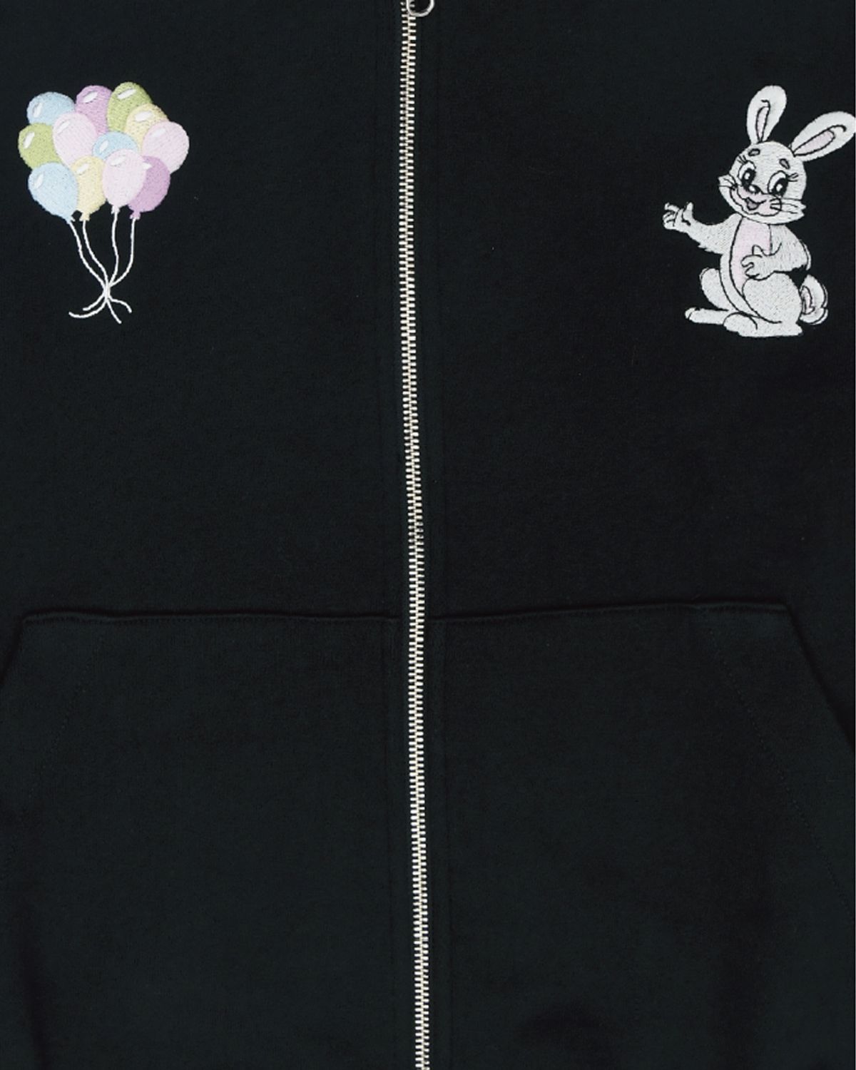 더뮤지엄비지터(THEMUSEUMVISITOR) RABBIT EMBROIDERY ZIPUP HOODIE (BLACK)