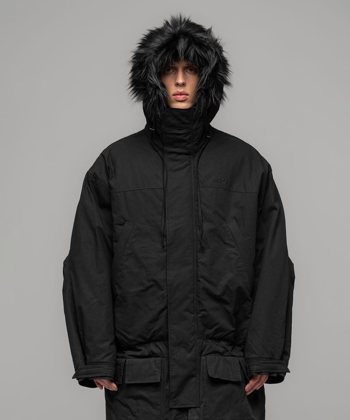 032씨(032C) (M) OSL2BER 드랍 웨이스트 파카 블랙 OSL2BER DROPPED WAIST PARKA BLACK