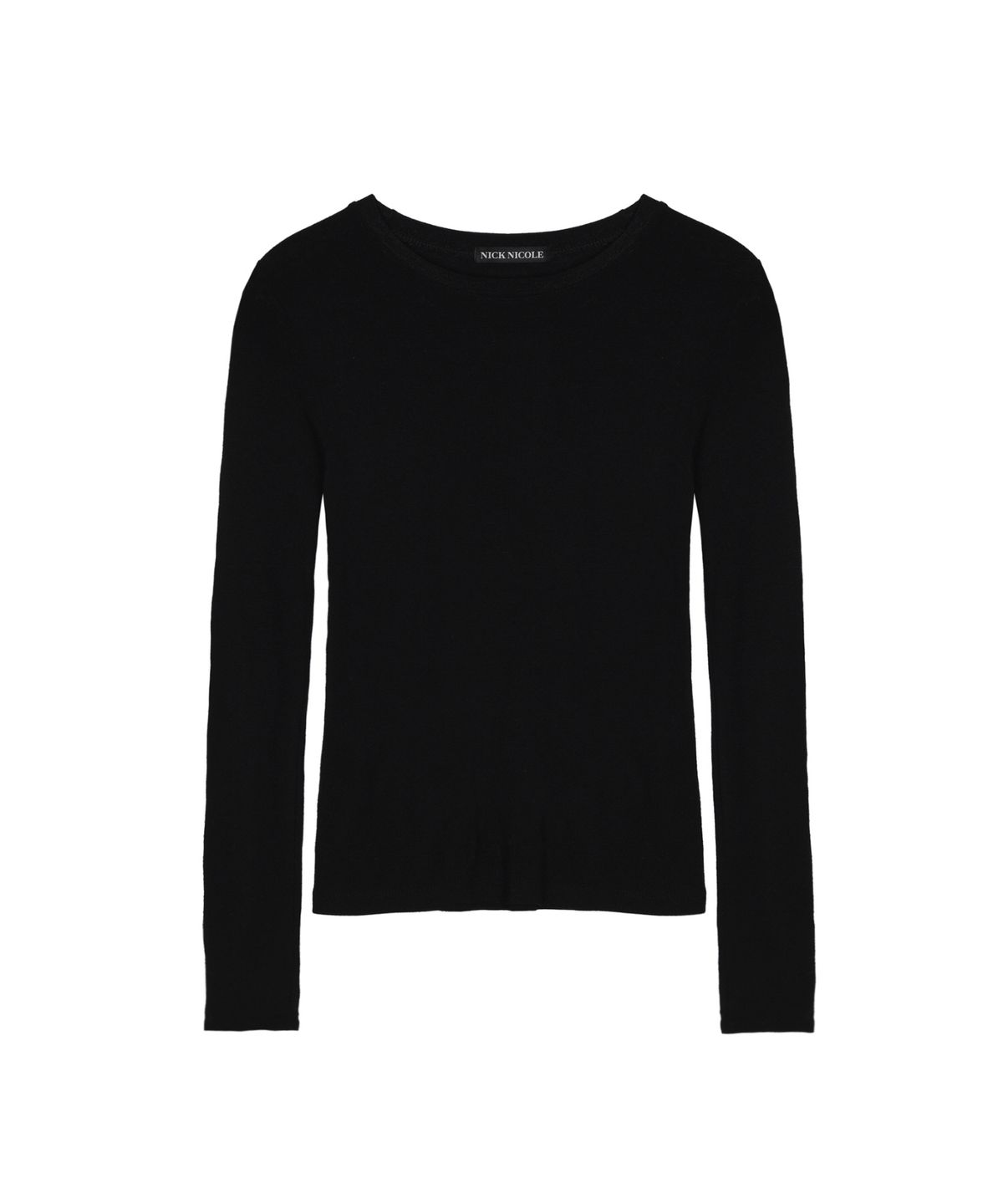 닉앤니콜(NICK&NICOLE) [ESSENTIAL] MINIMAL ROUND SLEEVE TOP_BLACK