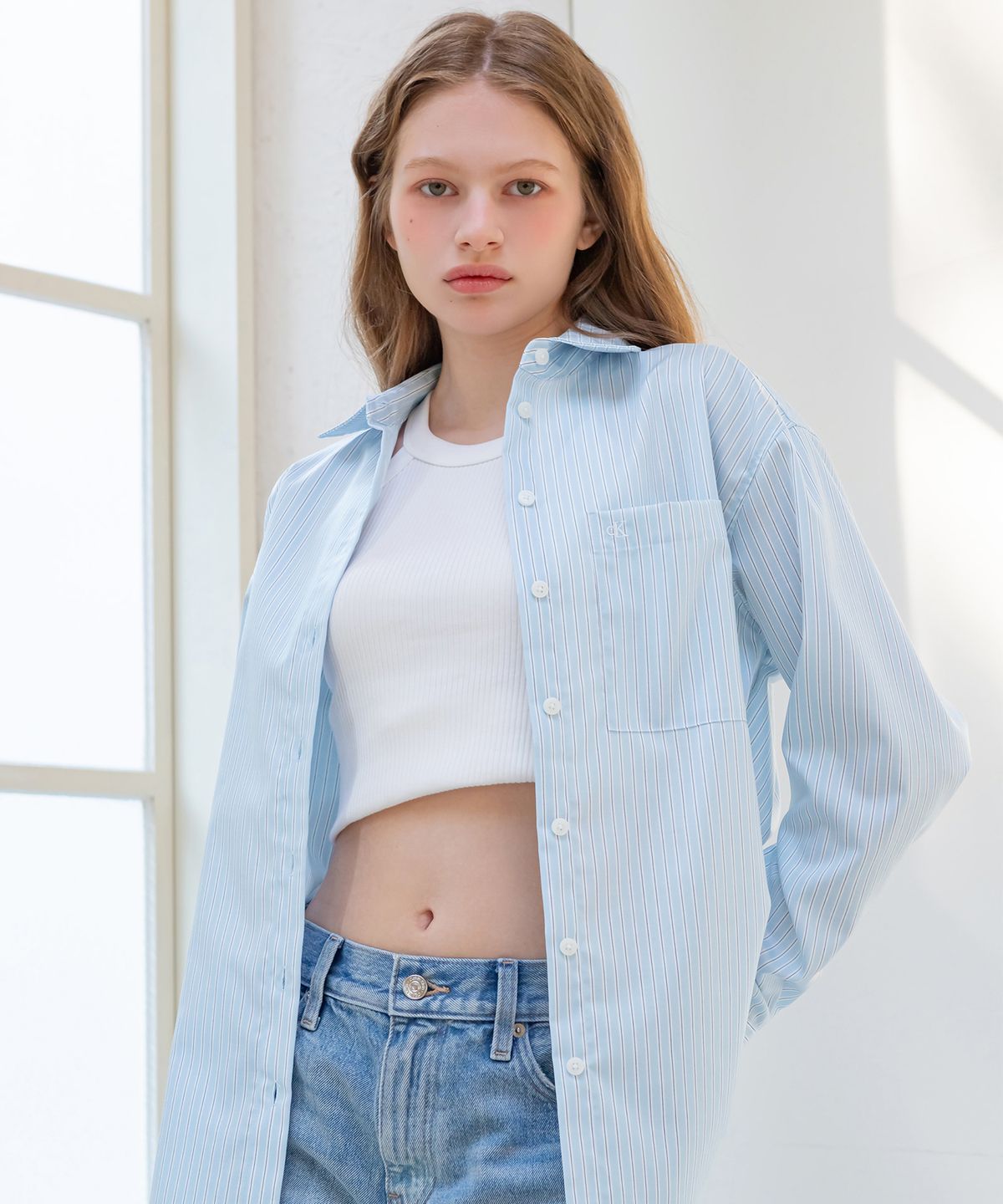 캘빈클라인 진(CALVIN KLEIN JEANS) 여성 릴렉스핏 셔츠 47AB102 ZSP