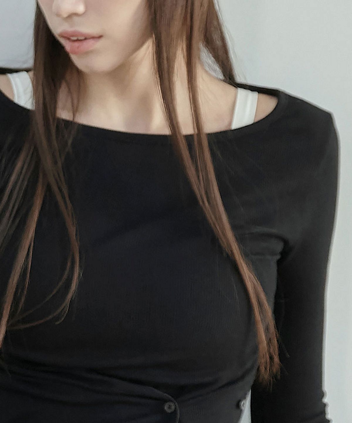 데비웨어(DEVIWEAR) 더블버튼 랩 롱슬리브 DEVI-T0124-블랙