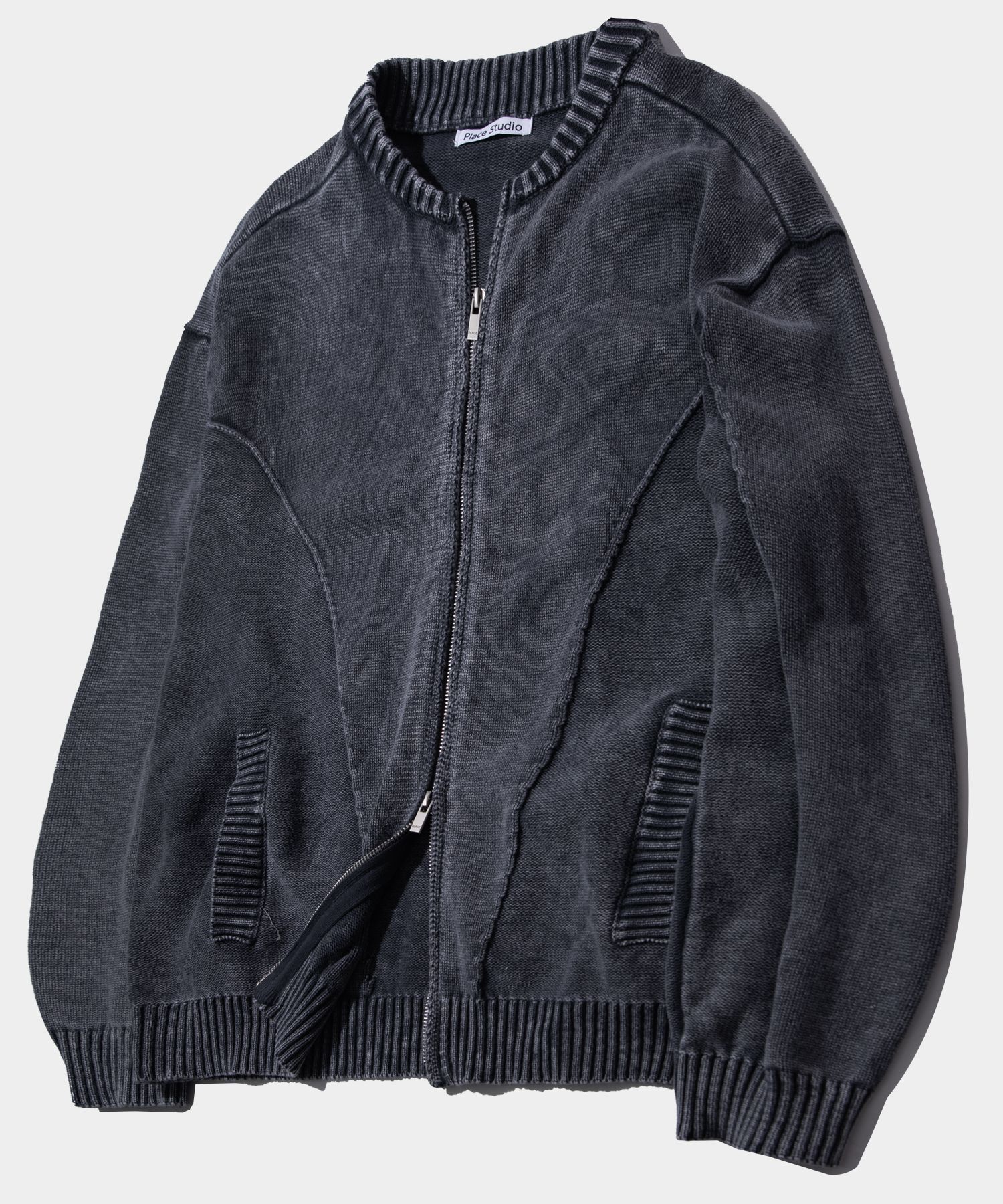 MUSINSA | PLACESTUDIOMAN Line Point Round Neck Pigment Knit