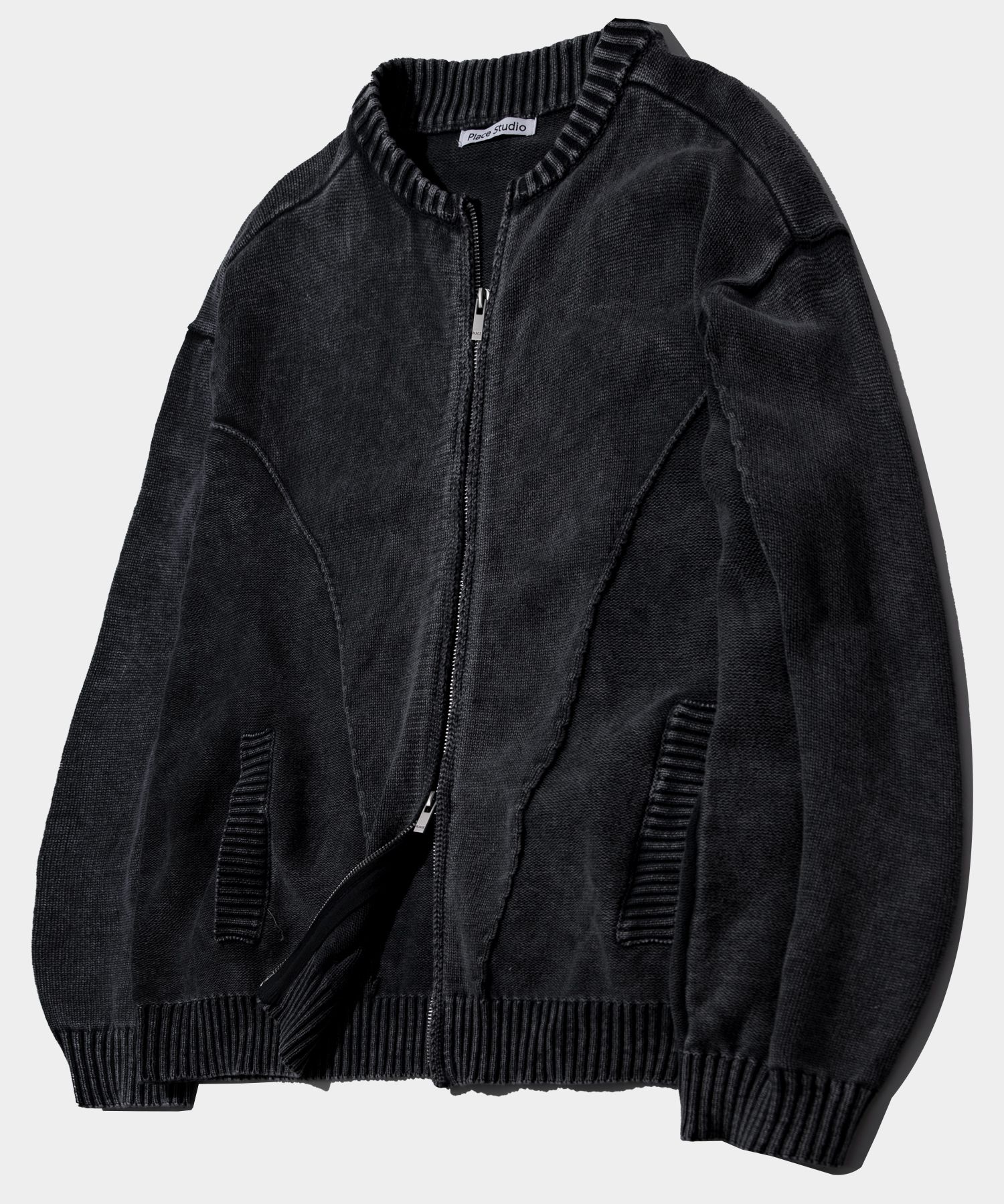 MUSINSA | PLACESTUDIOMAN Line Point Round Neck Pigment Knit