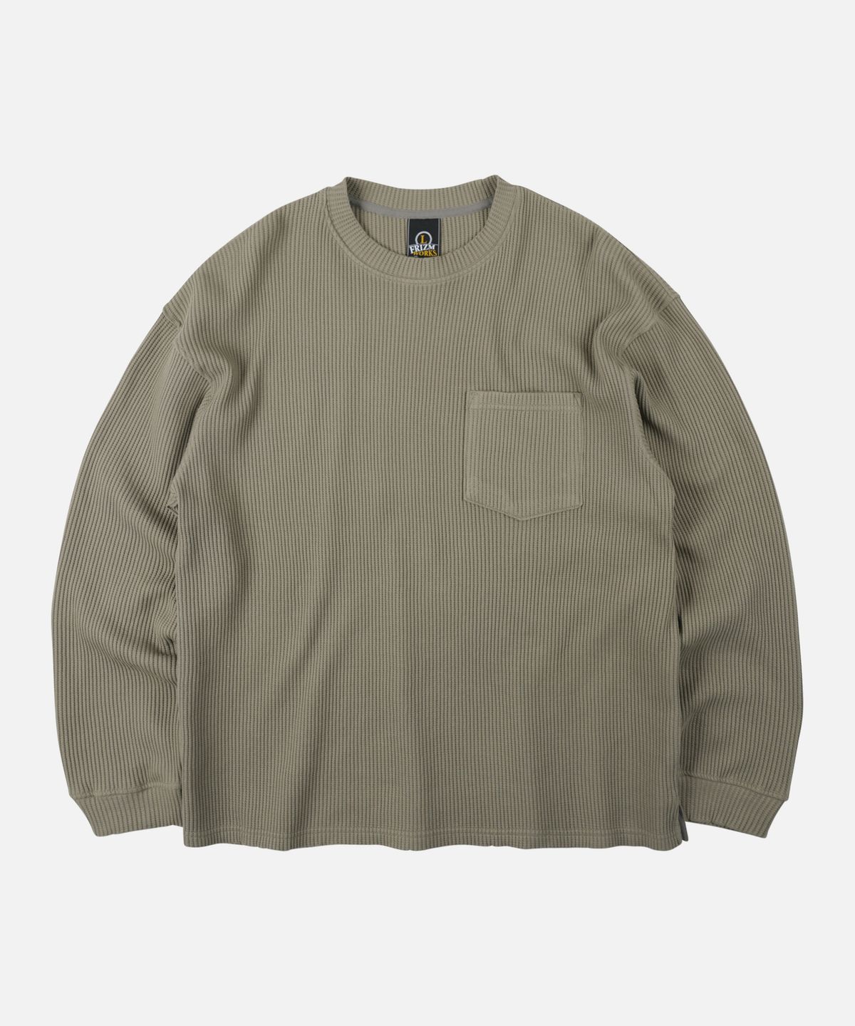 프리즘웍스(FRIZMWORKS) OVERSIZED WAFFLE POCKET TEE 002 _ LIGHT OLIVE