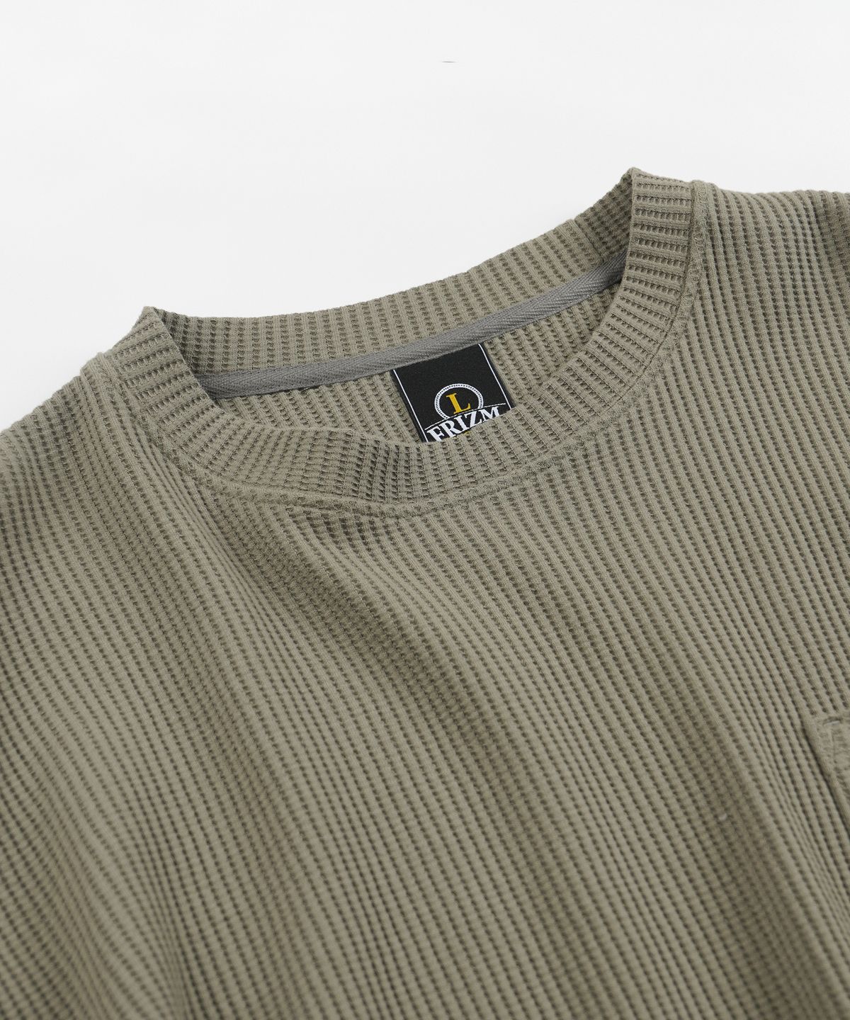 프리즘웍스(FRIZMWORKS) OVERSIZED WAFFLE POCKET TEE 002 _ LIGHT OLIVE